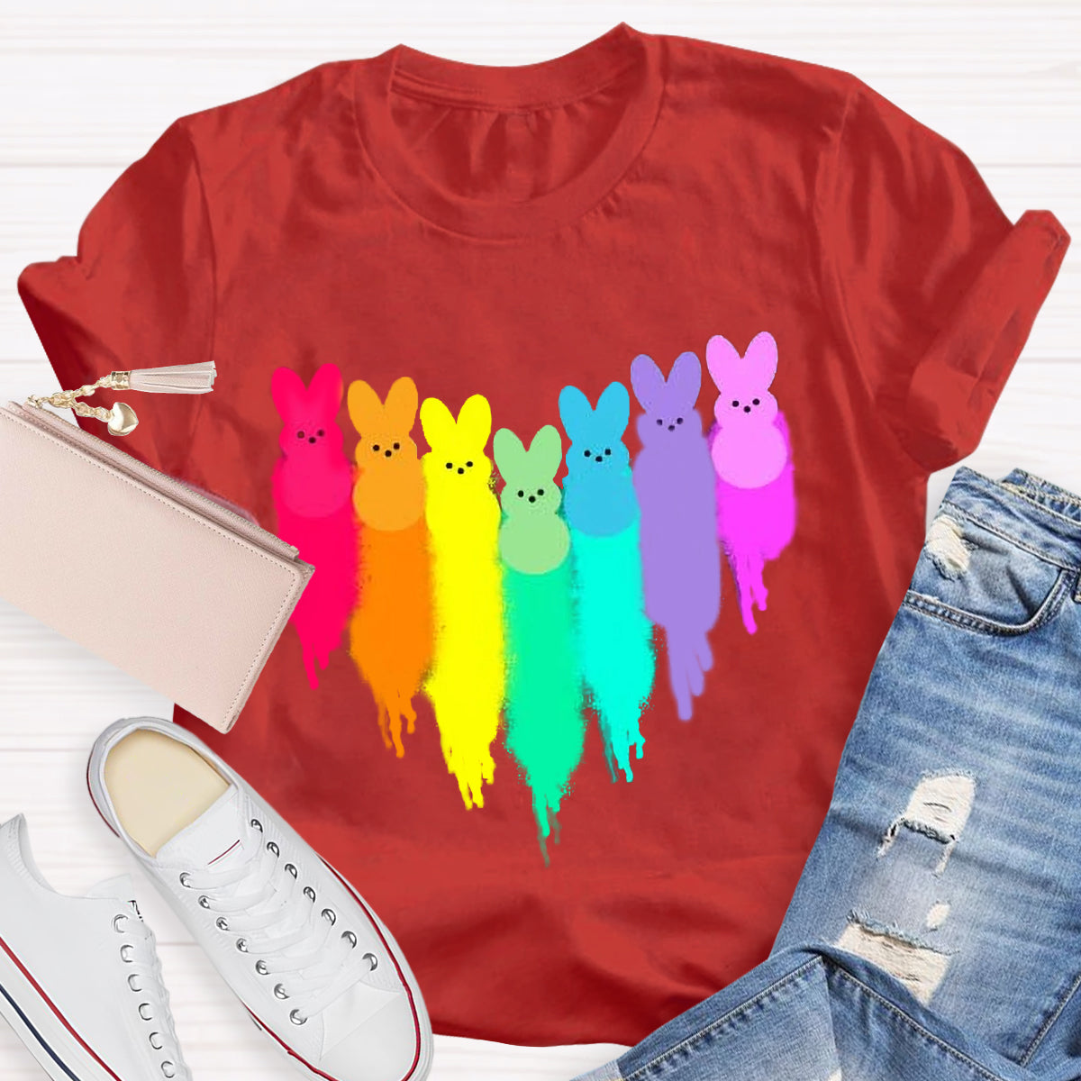 Colorful Easter Peeps Heart T-Shirt