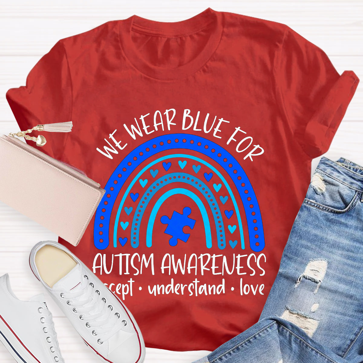 We Wear Blue for Autism Awareness Teacher T-Shirt