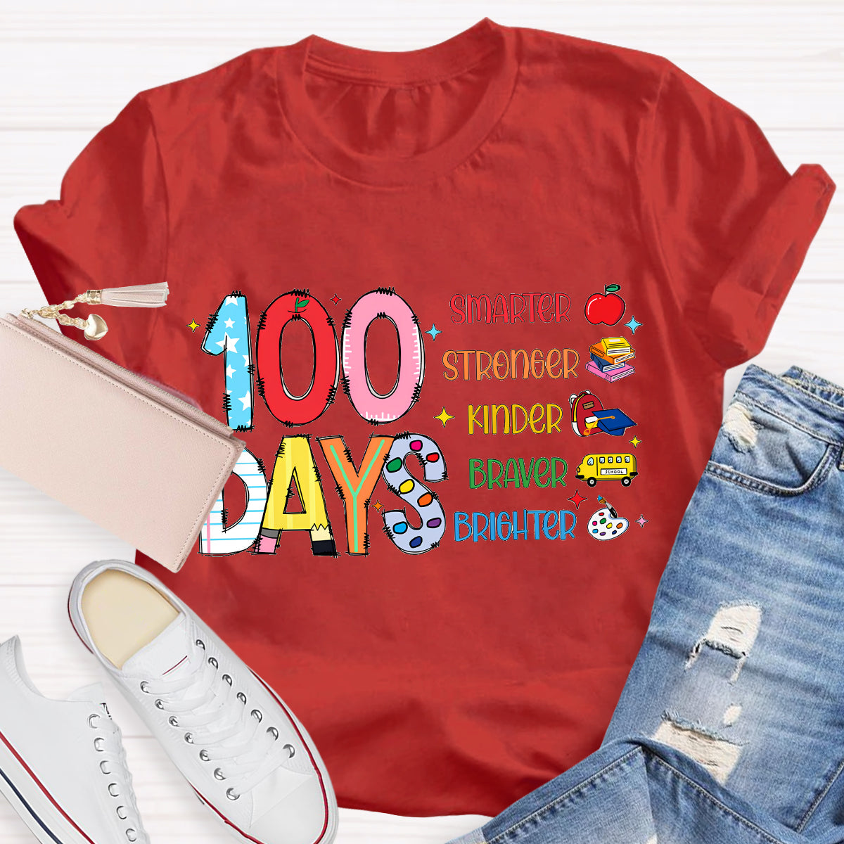 100 Days Smarter Brighter Teacher T-Shirt