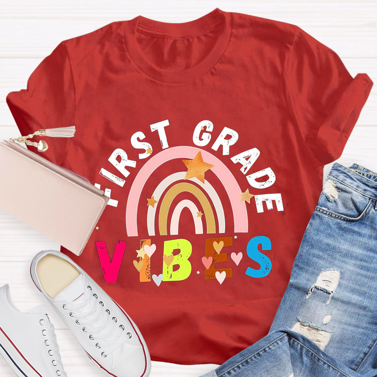 Personalized First Grade Vibes Teacher Shirt