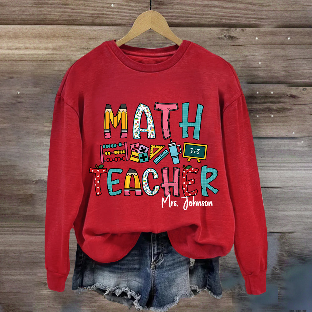 Personalized Math Teacher Name Mrs. Johnson Sweatshirt