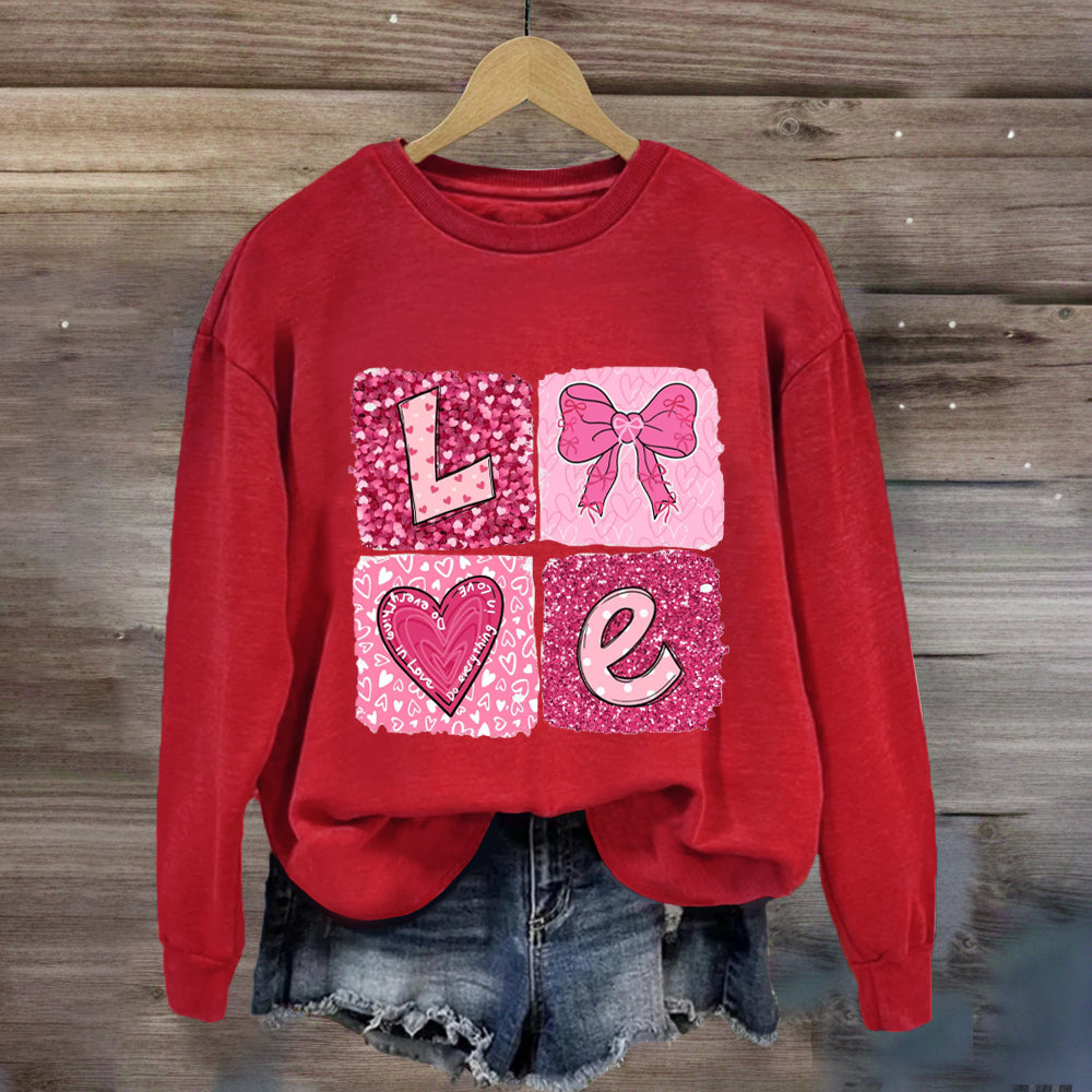 Pink Glitter Love Sweatshirt