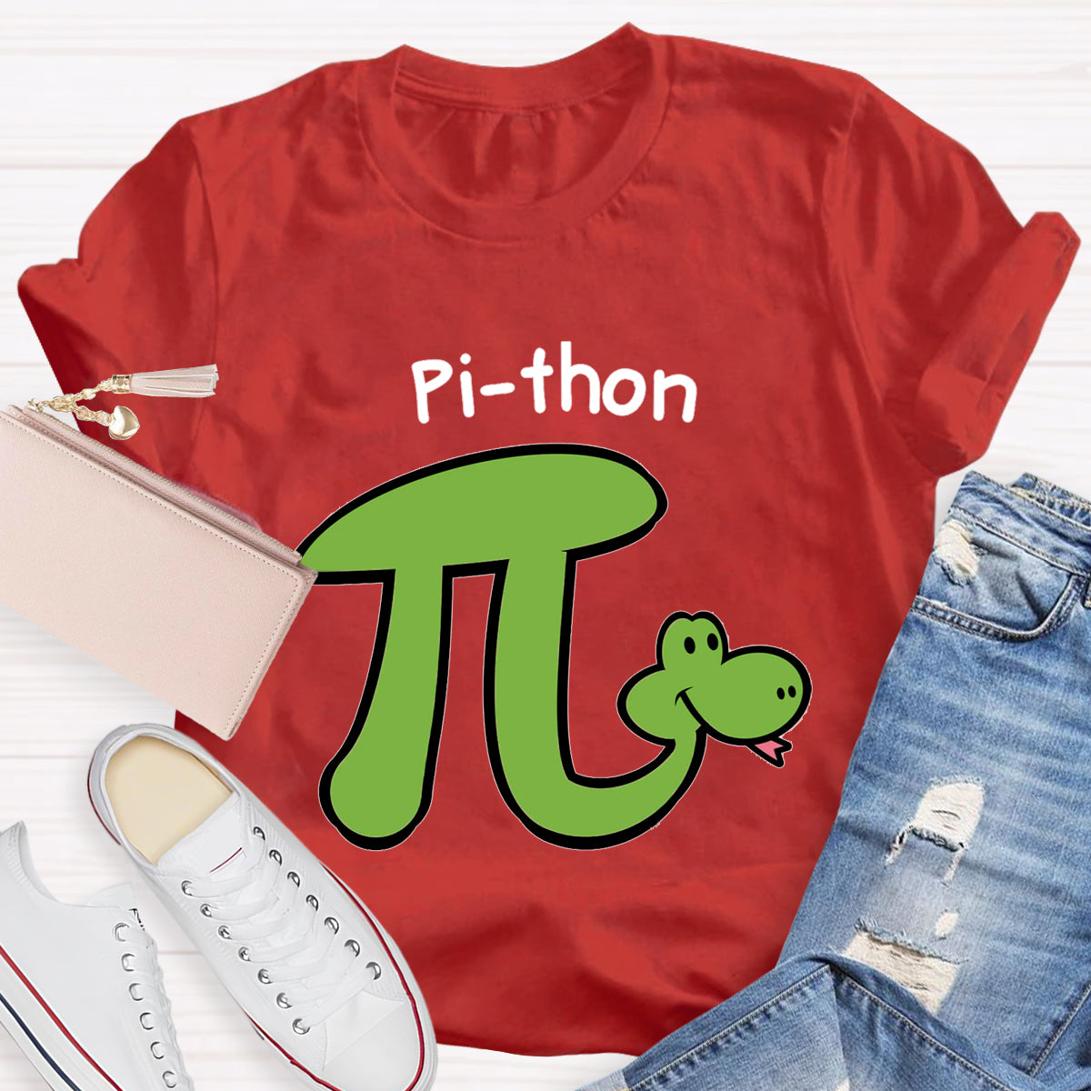 Pi-thon - Animal Pun Math Teacher T-Shirt