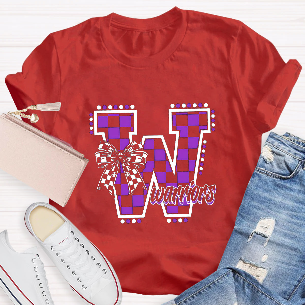 Personalized Mascot Bow Teacher T-Shirt