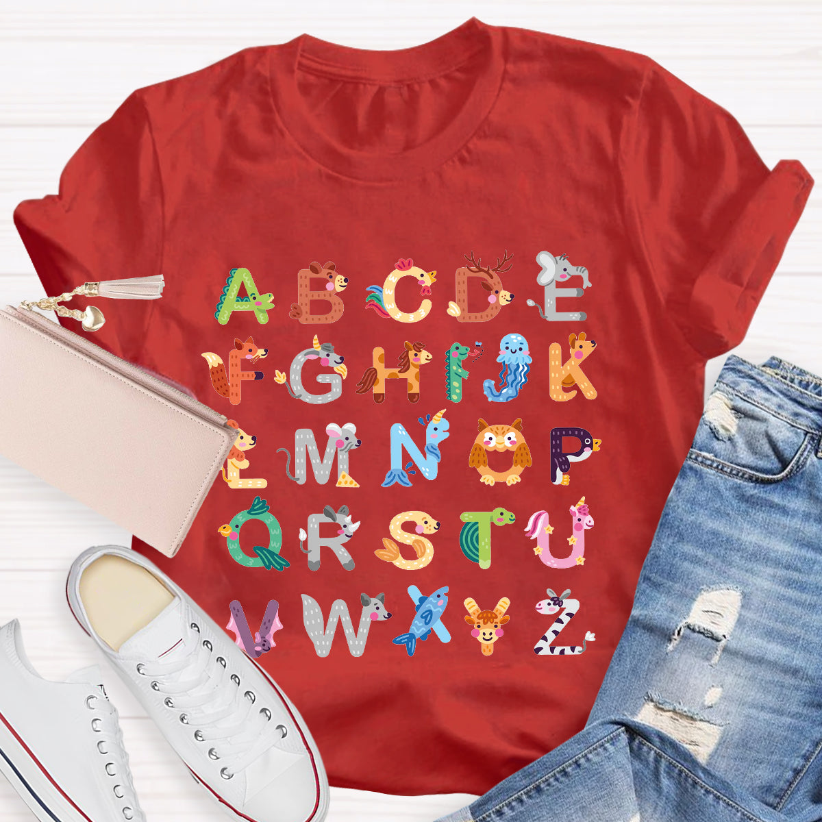 Animal Alphabet Clipart Teacher Shirt