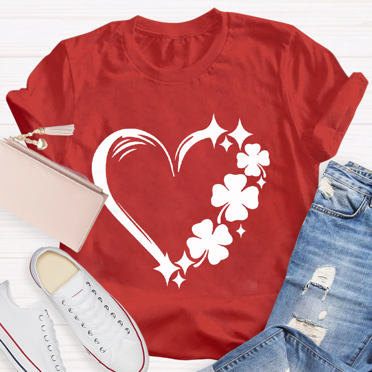 Shamrock Clover Heart T-Shirt