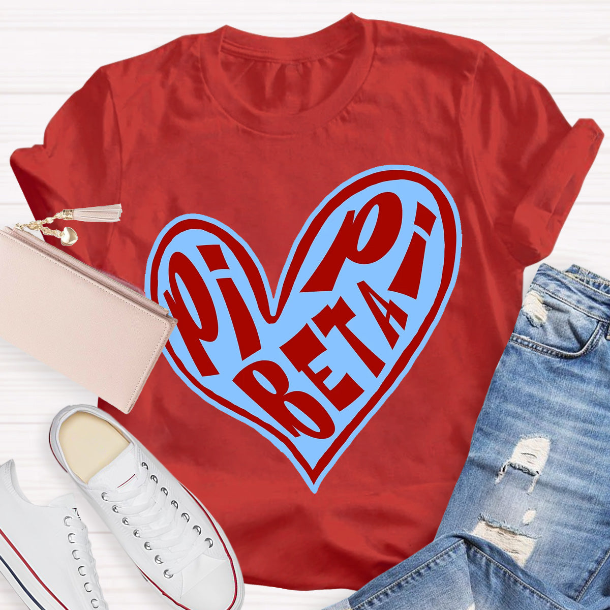 Pi Beta Pi Funky Heart Teacher T-Shirt