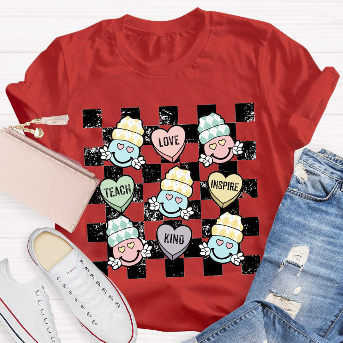 Teacher Conversation Hearts Valentines Day T-Shirt