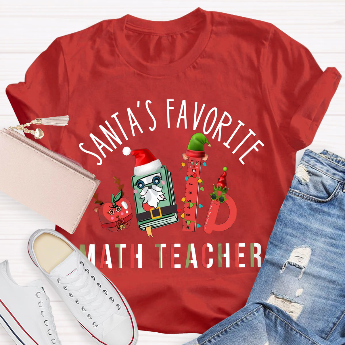 Santa's Favorite Math Teacher Christmas T-Shirt