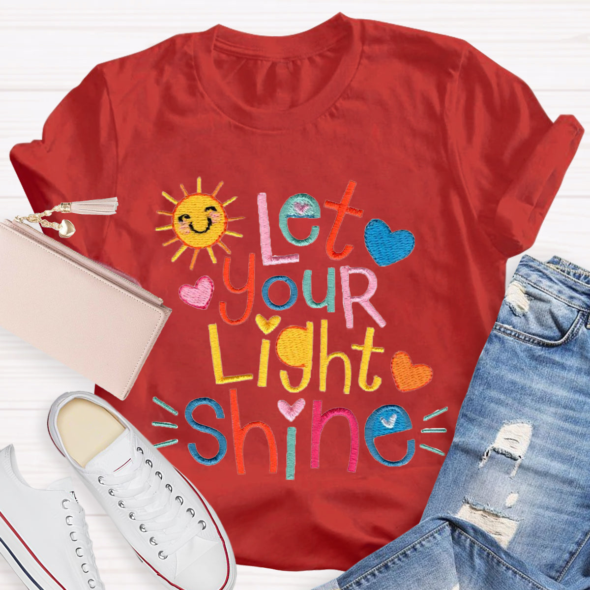 Let Your Light Shine Positive Teacher T-Shirt