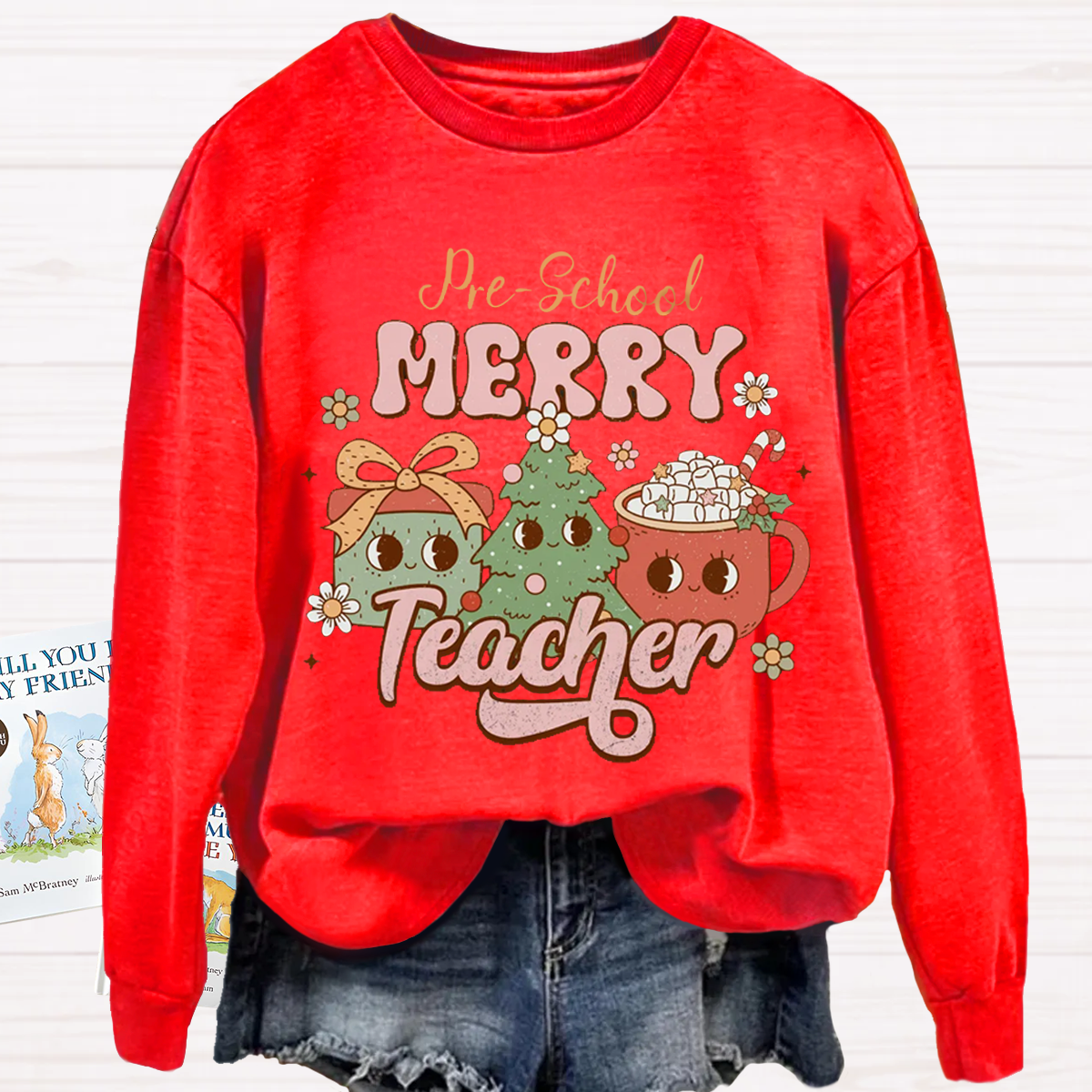 Personalized Grade Christmas Preschool Teacher Sweatshirt