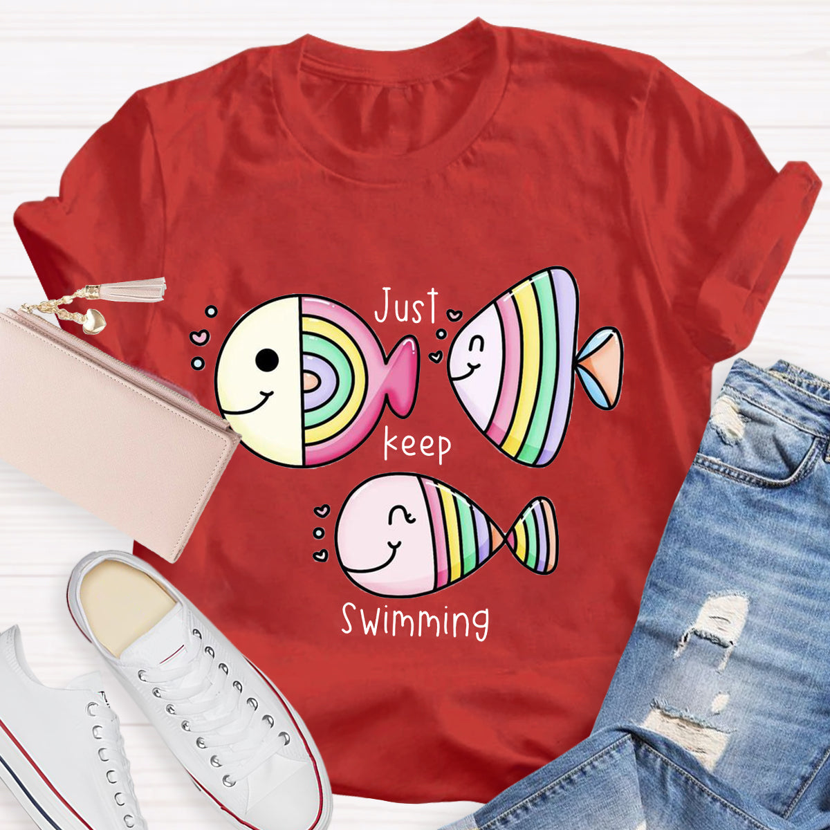 Just Keep Swimming Funny Fish T-Shirt