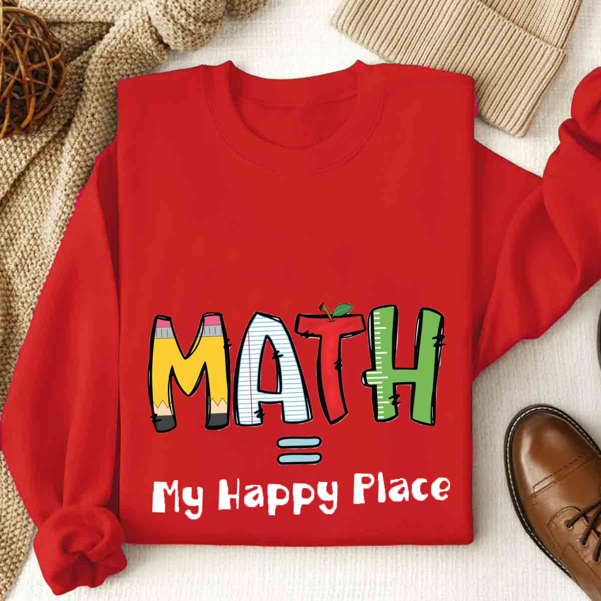 Math Is My Happy Place Cute Math Teacher Sweatshirt