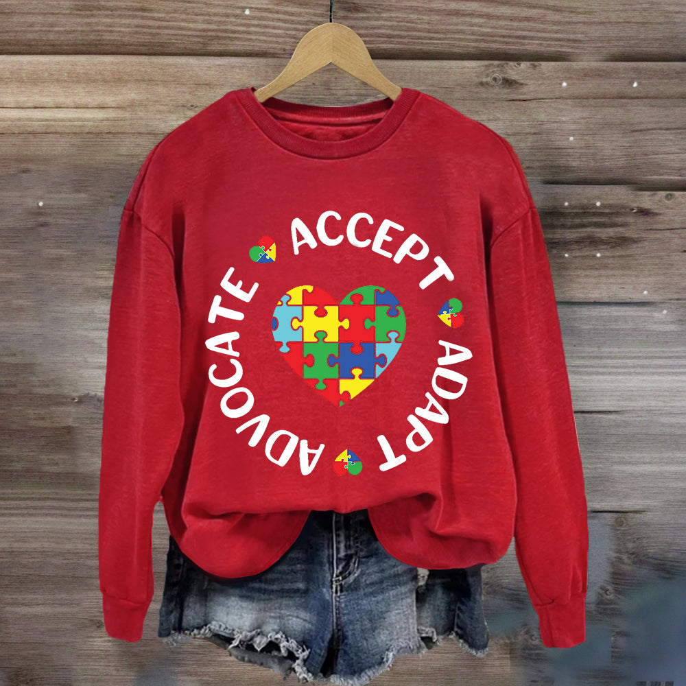 Accept Adapt Advocate Heart Special Education Sweatshirt