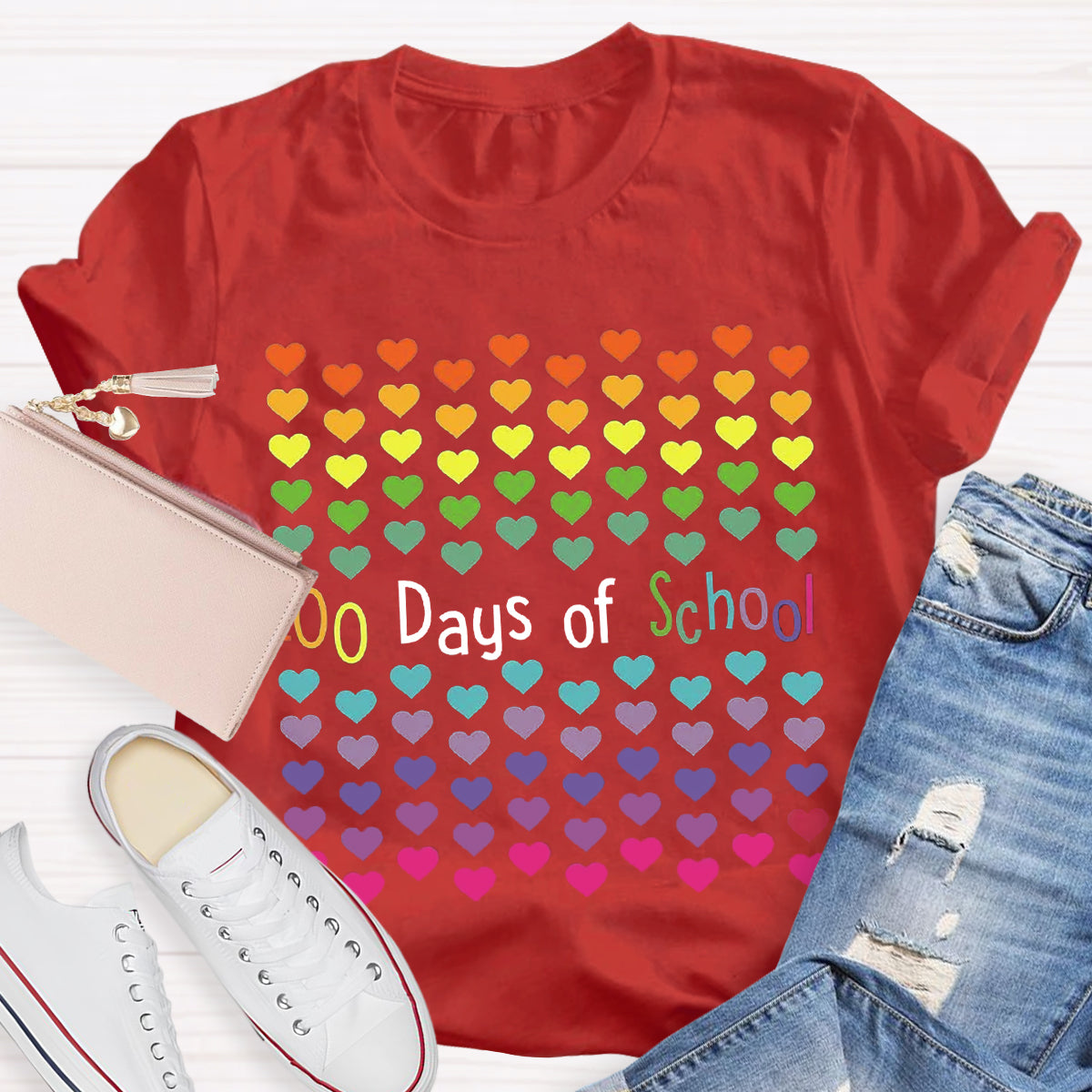 100 Days Of School Of Hearts T-Shirt