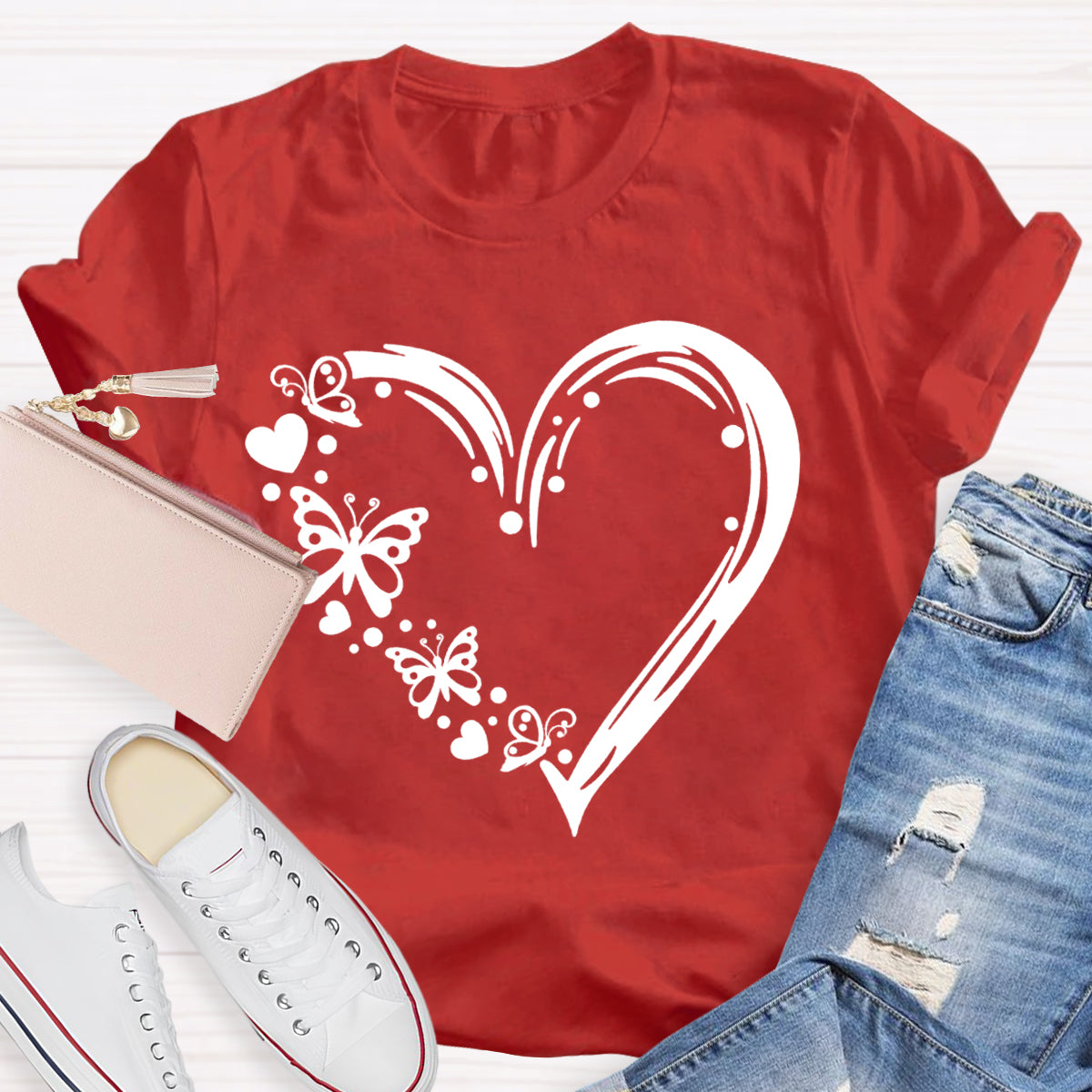 Valentine Heart with Butterfly T-Shirt