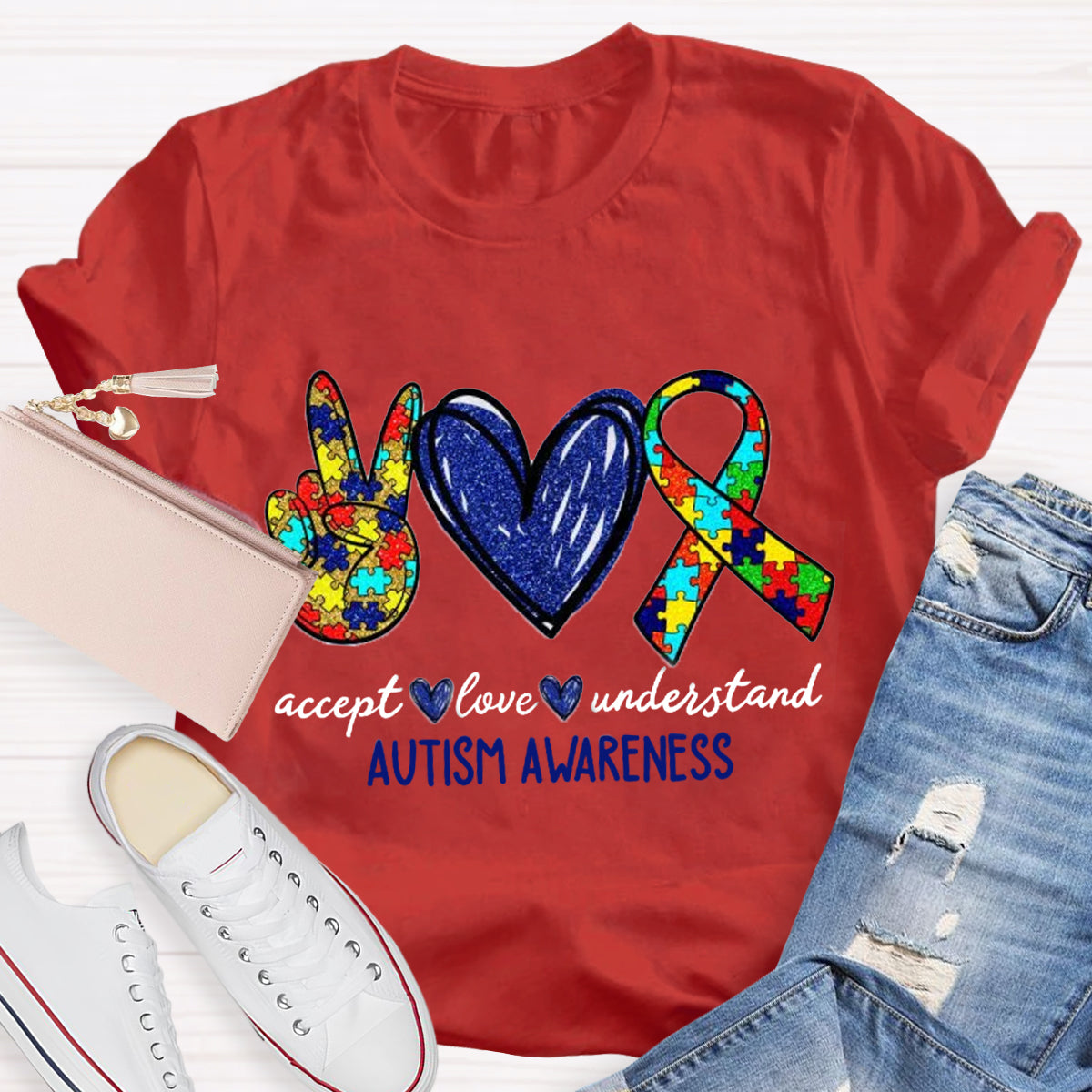 Teach Accept Understand Love Autism Awareness Teacher T-Shirt