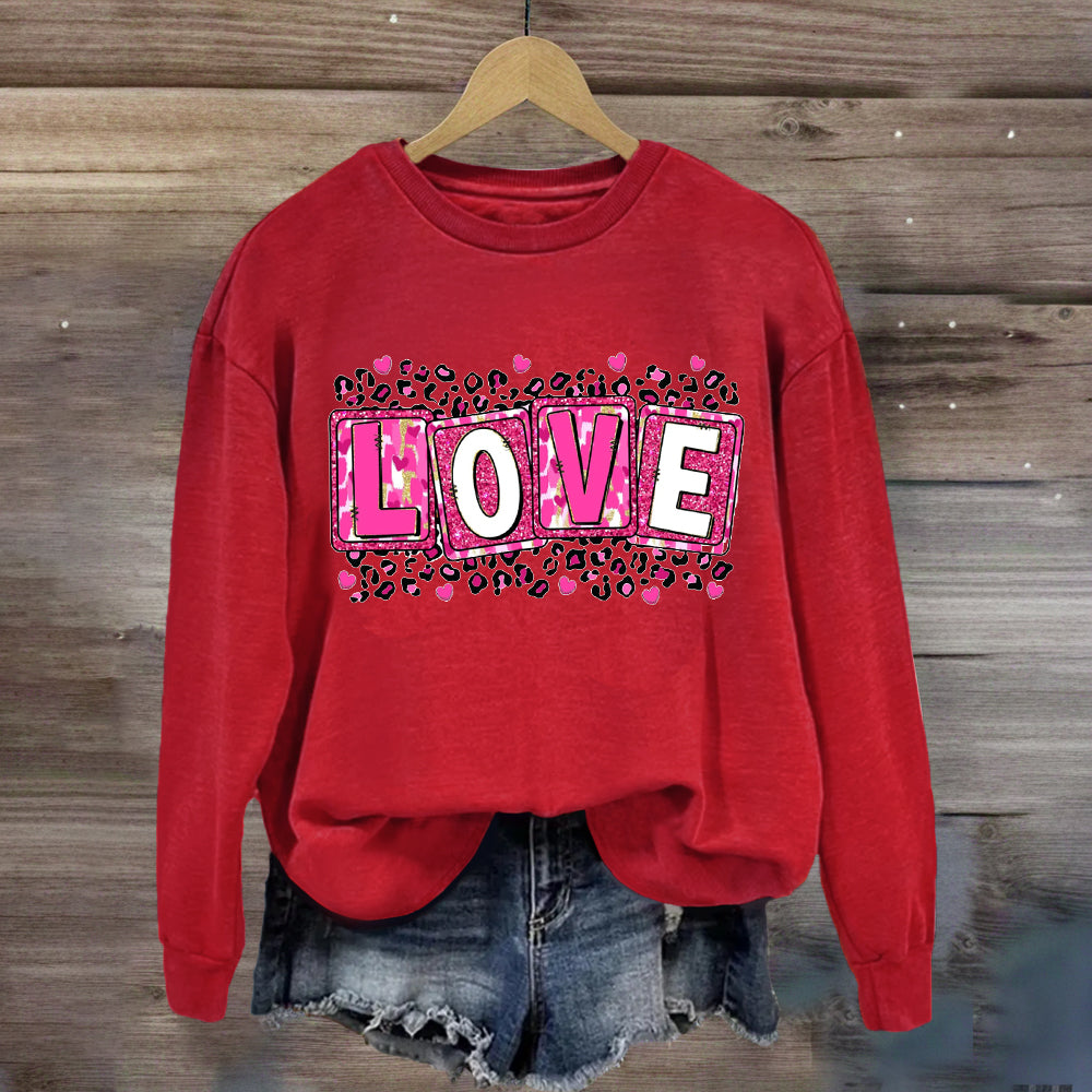 Pink Leopard Love Sweatshirt