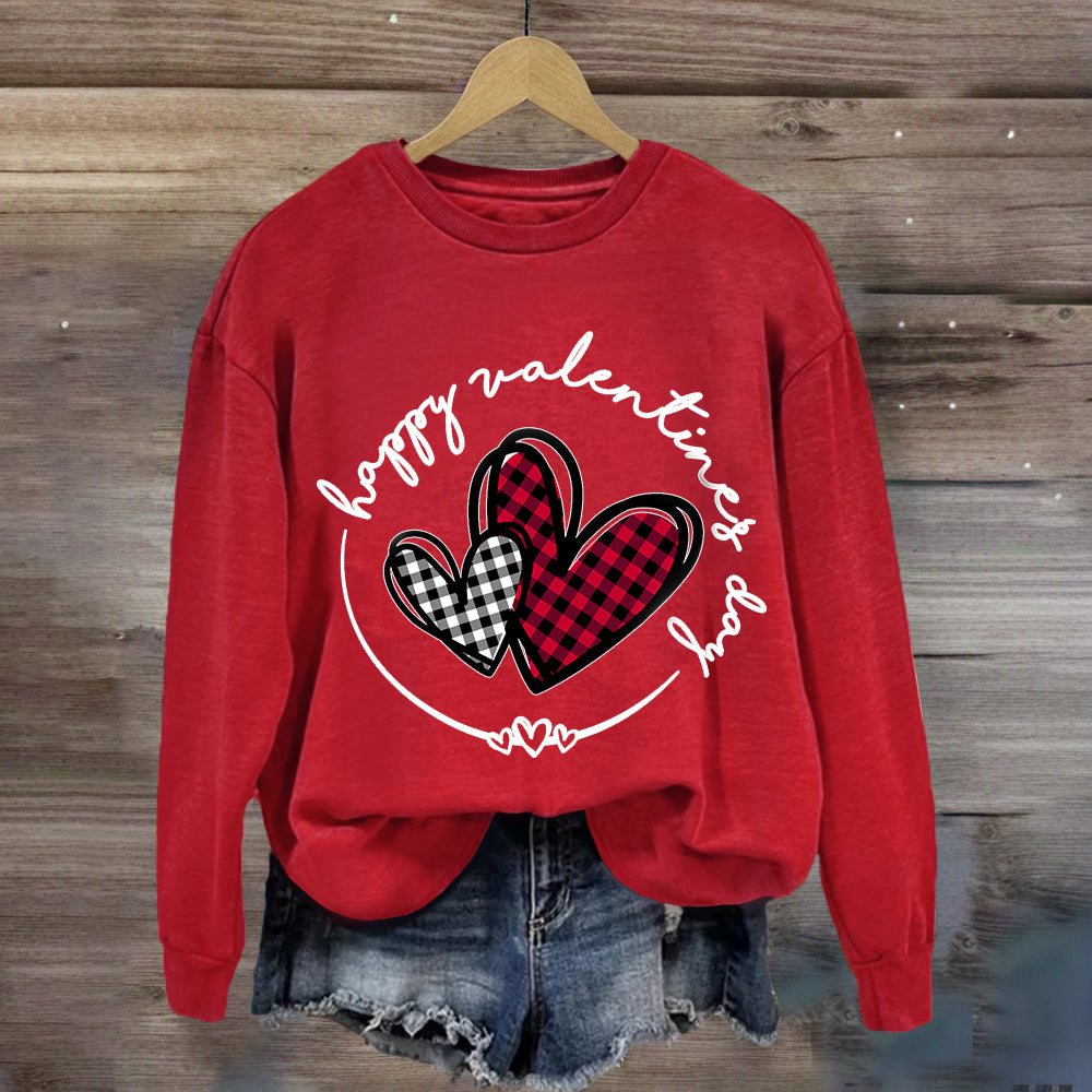 Plaid Heart Valentines Day Sweatshirt