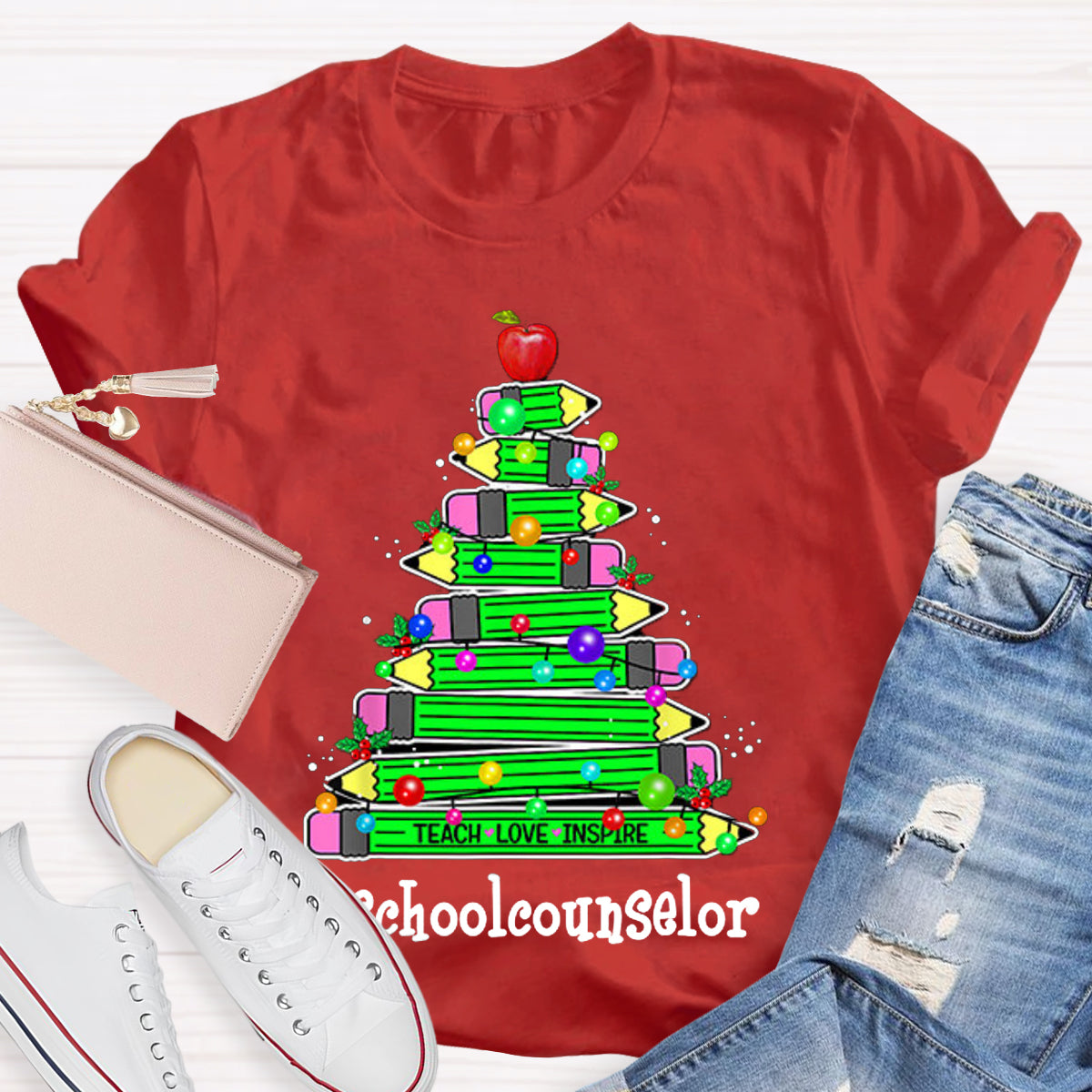 Personalized Position Of School Pencil Tree Teacher T-Shirt