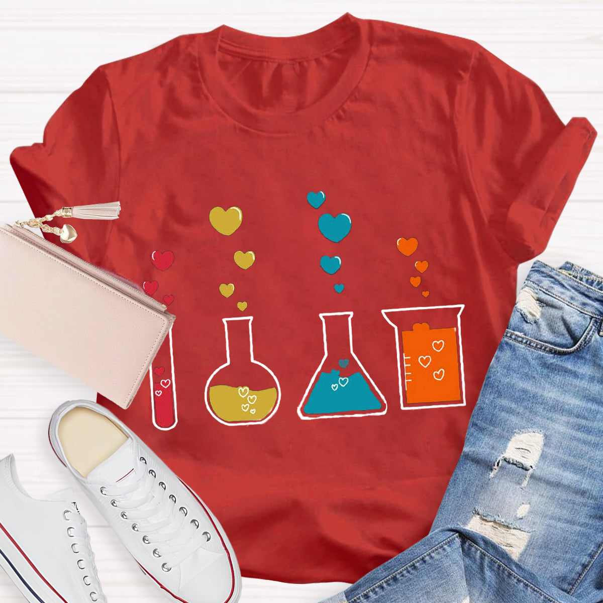 Cute Chemistry Hearts Teacher T-Shirt