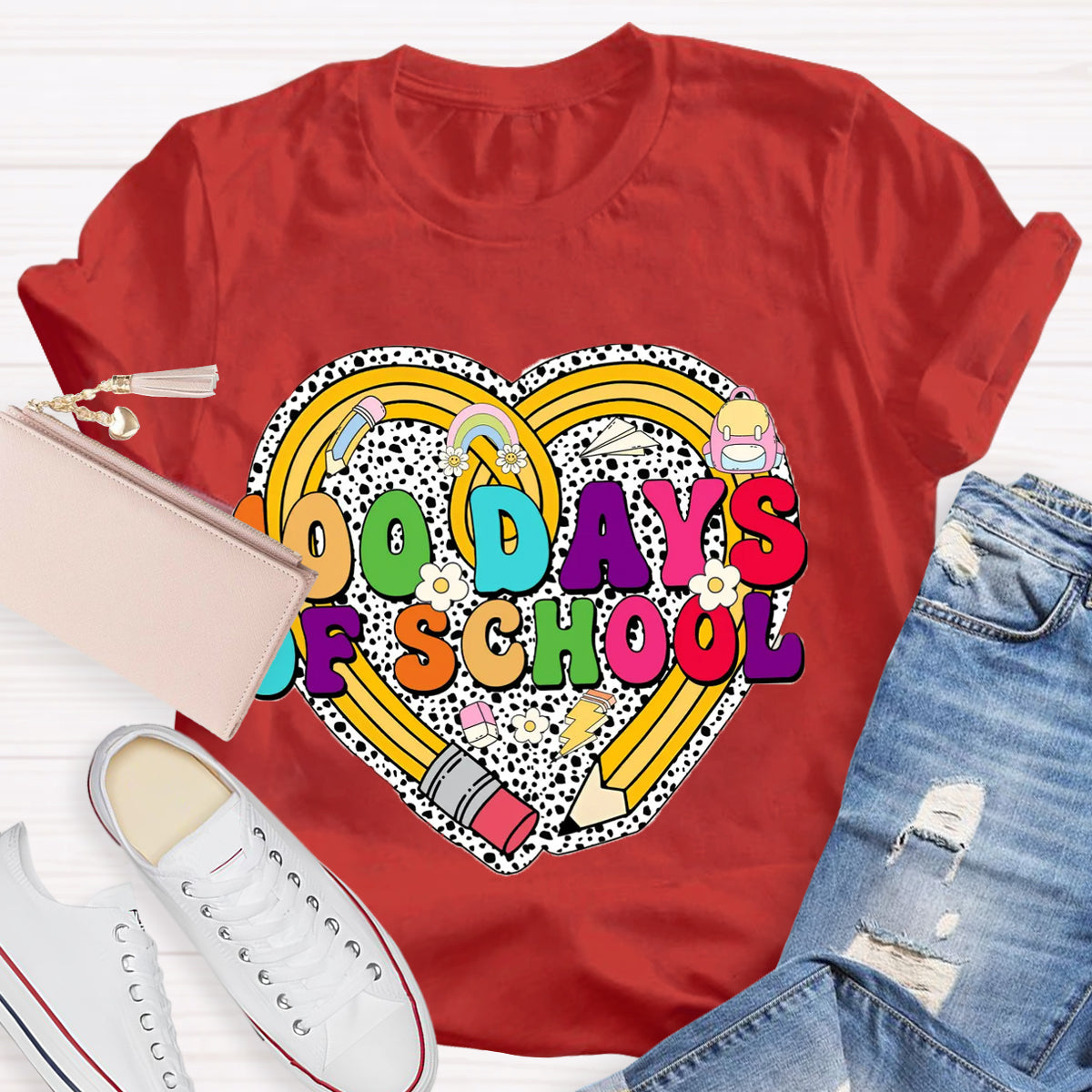 Happy 100 Days Of School Heart T-Shirt