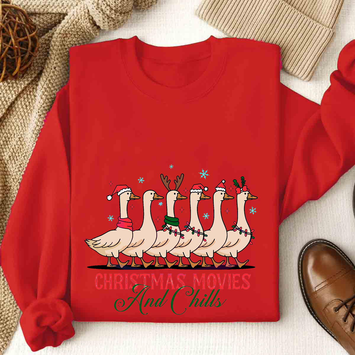 Christmas Movie And Chills Merry Duckmas Christmas Light Sweatshirt