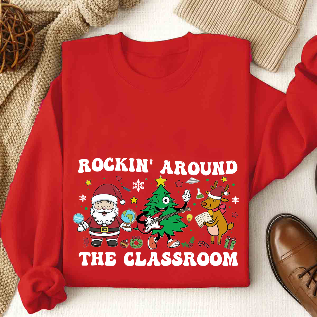 Rockin Around The Classroom Teacher Life Sweatshirt