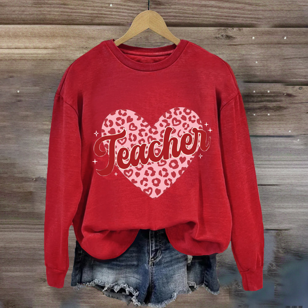 Checkered Heart Teacher Sweatshirt