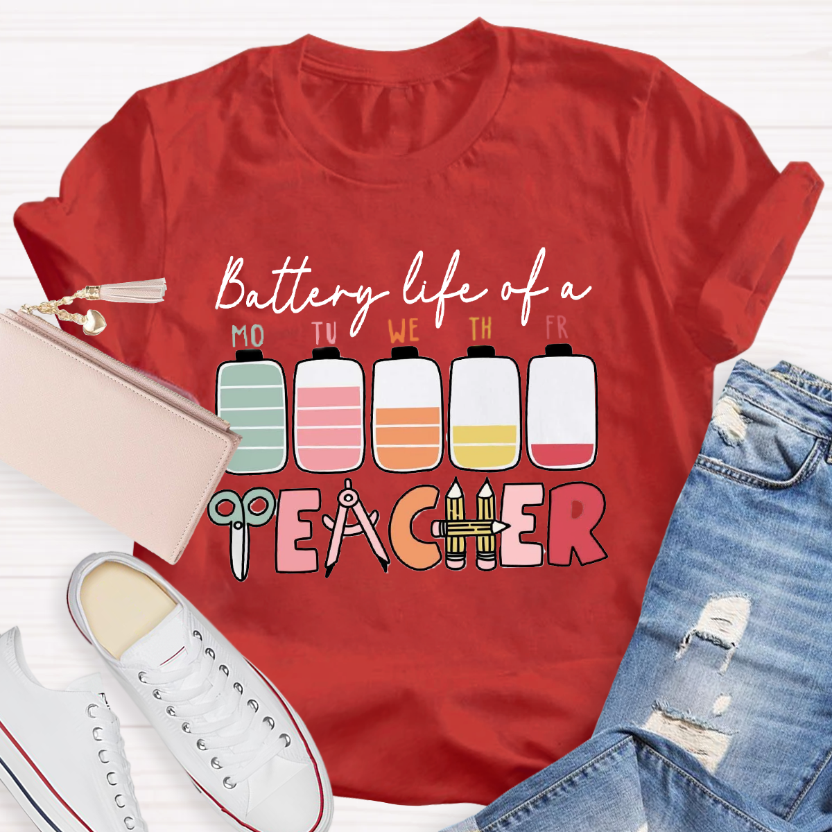 Battery Life Of A Teacher T-Shirt