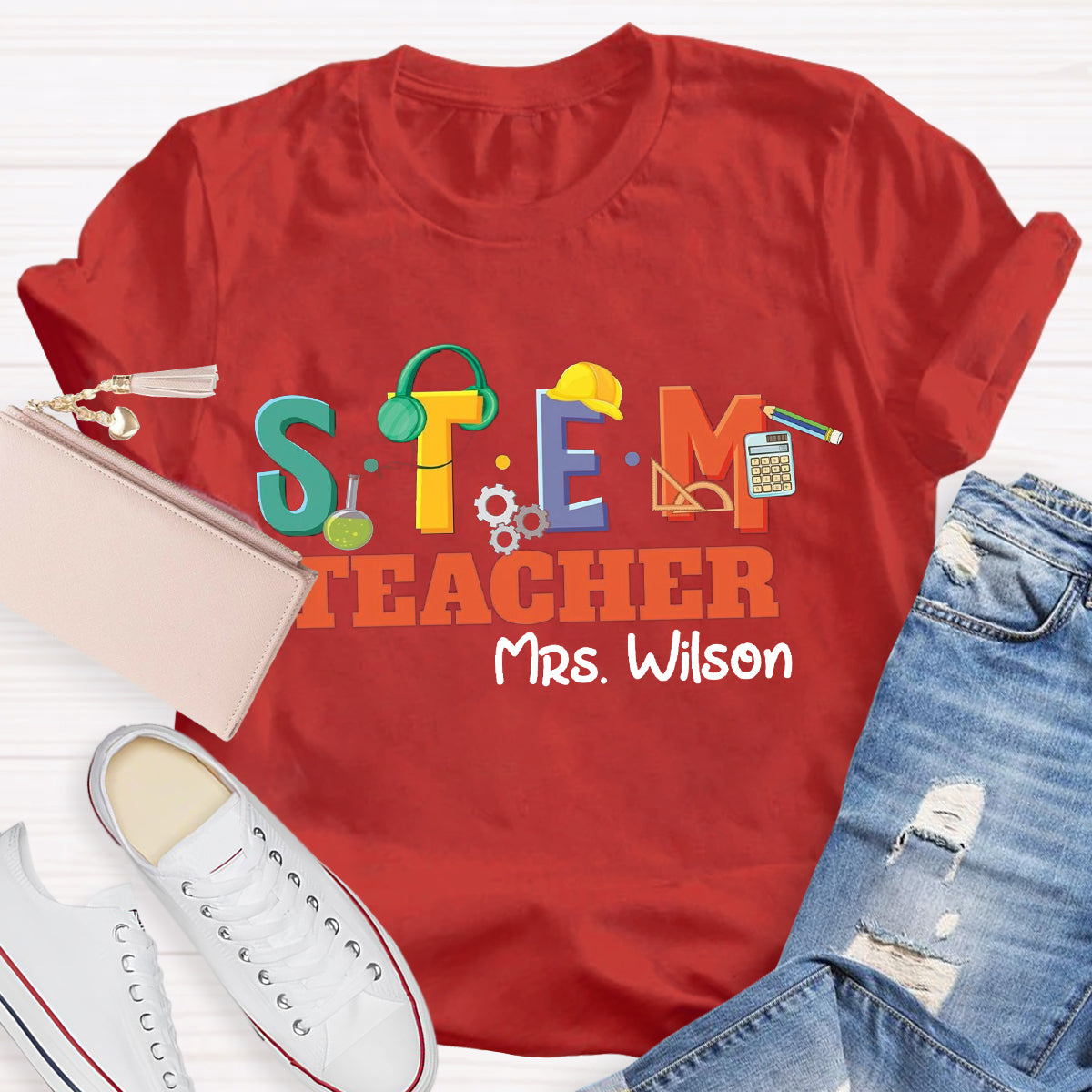 Personalized Name STEM Teacher Pencil T-Shirt