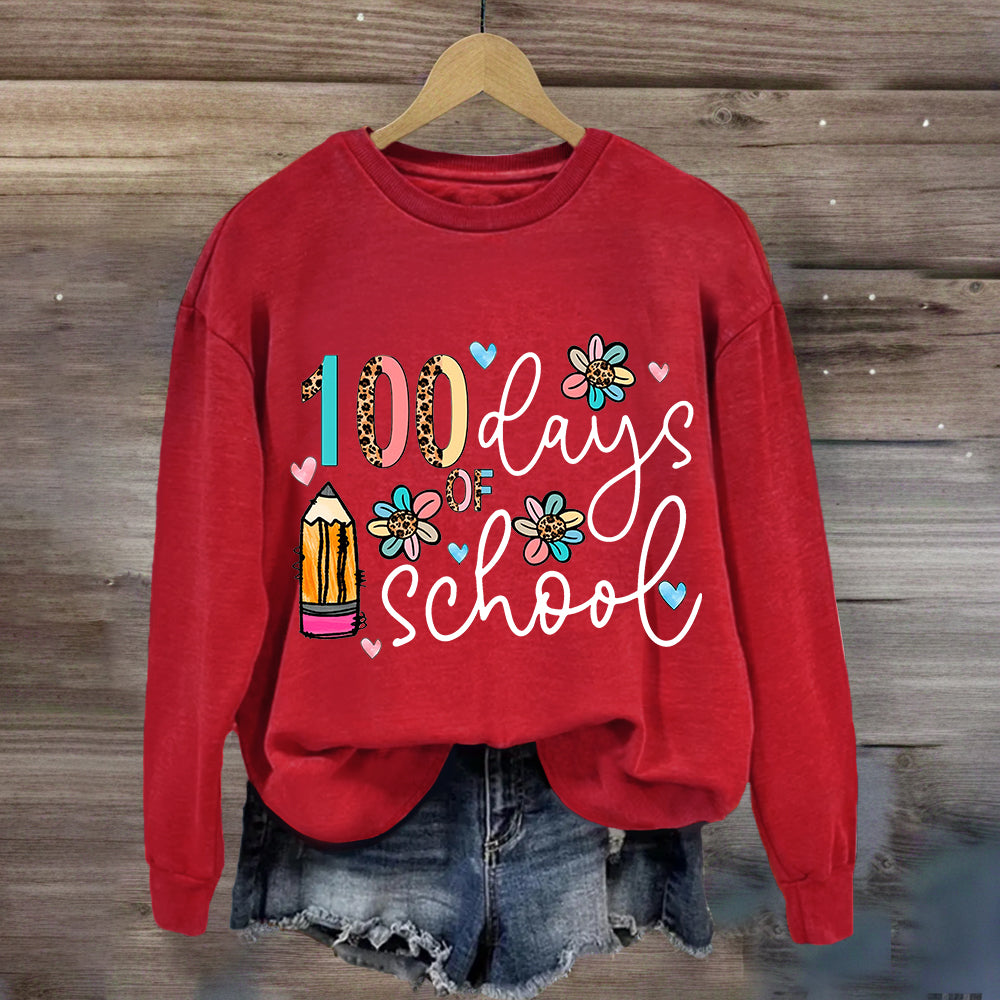 100 Days Of School Pencil Leopard Sweatshirt