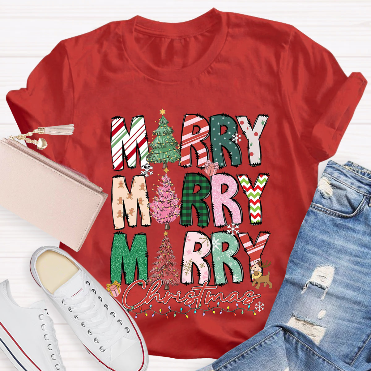 Merry And Bright Teacher T-Shirt