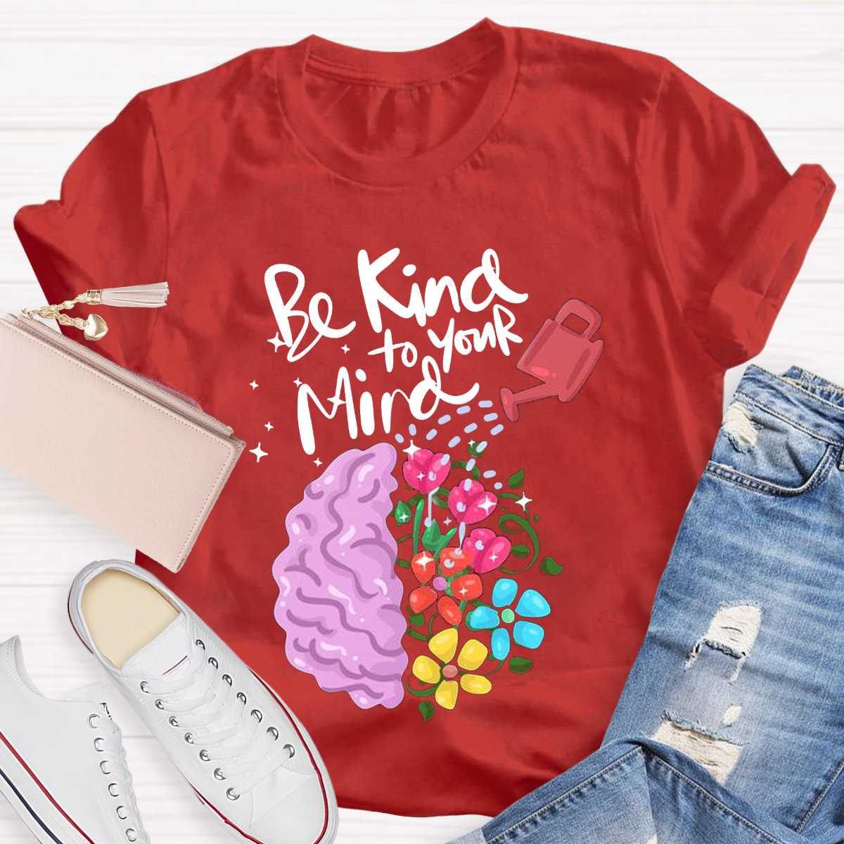 Be Kind To Your Mind Pink Brain T-Shirt