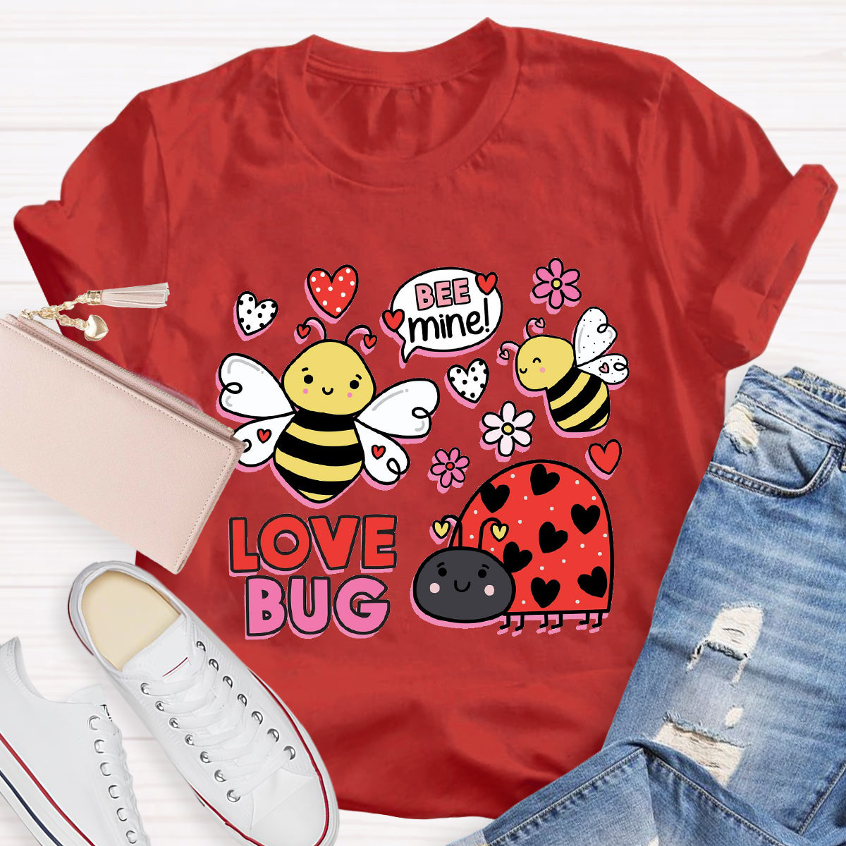 Bee Mine Love Bug Teacher T-Shirt