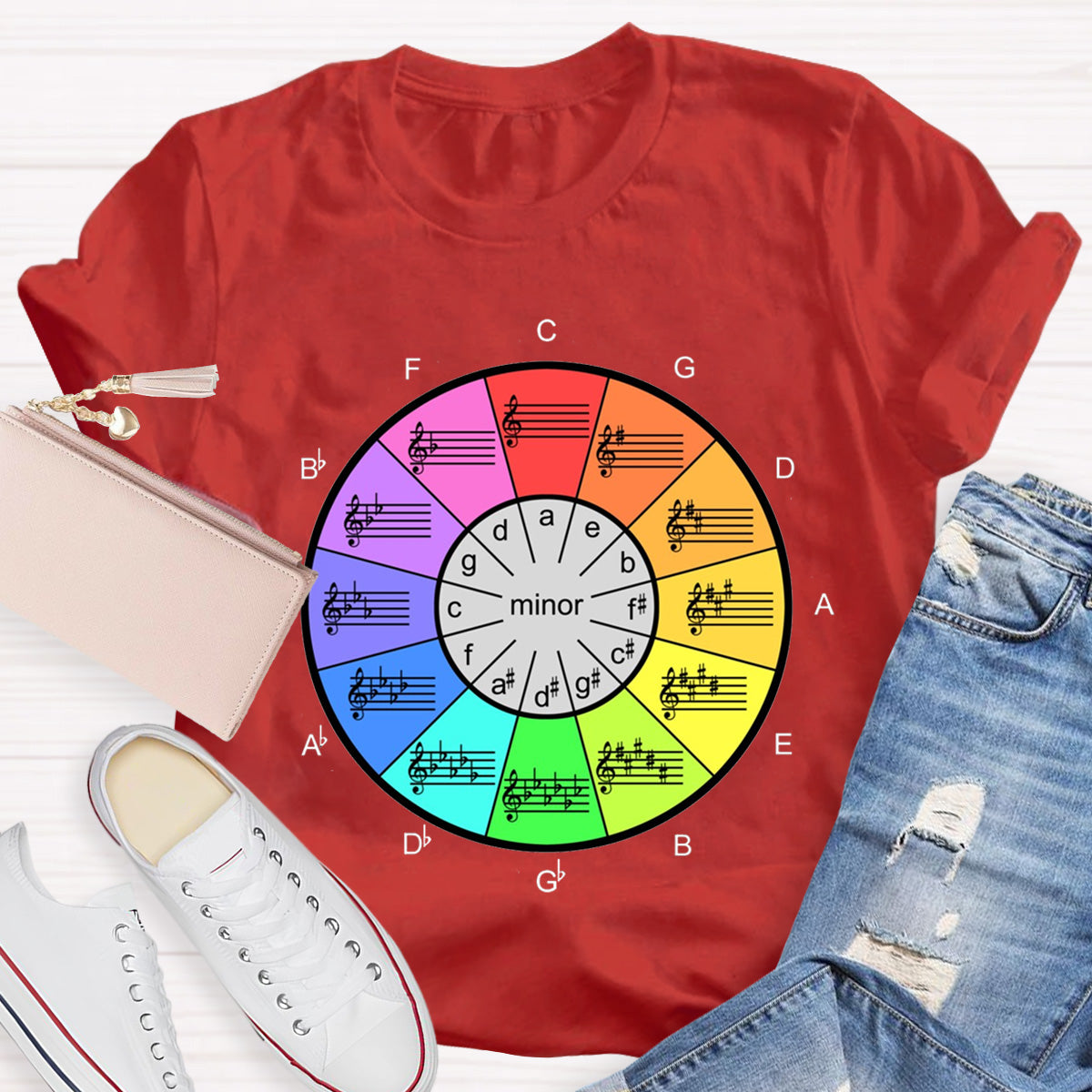 Circle Of Fifths Color Wheel For Music Artists Teacher T-Shirt