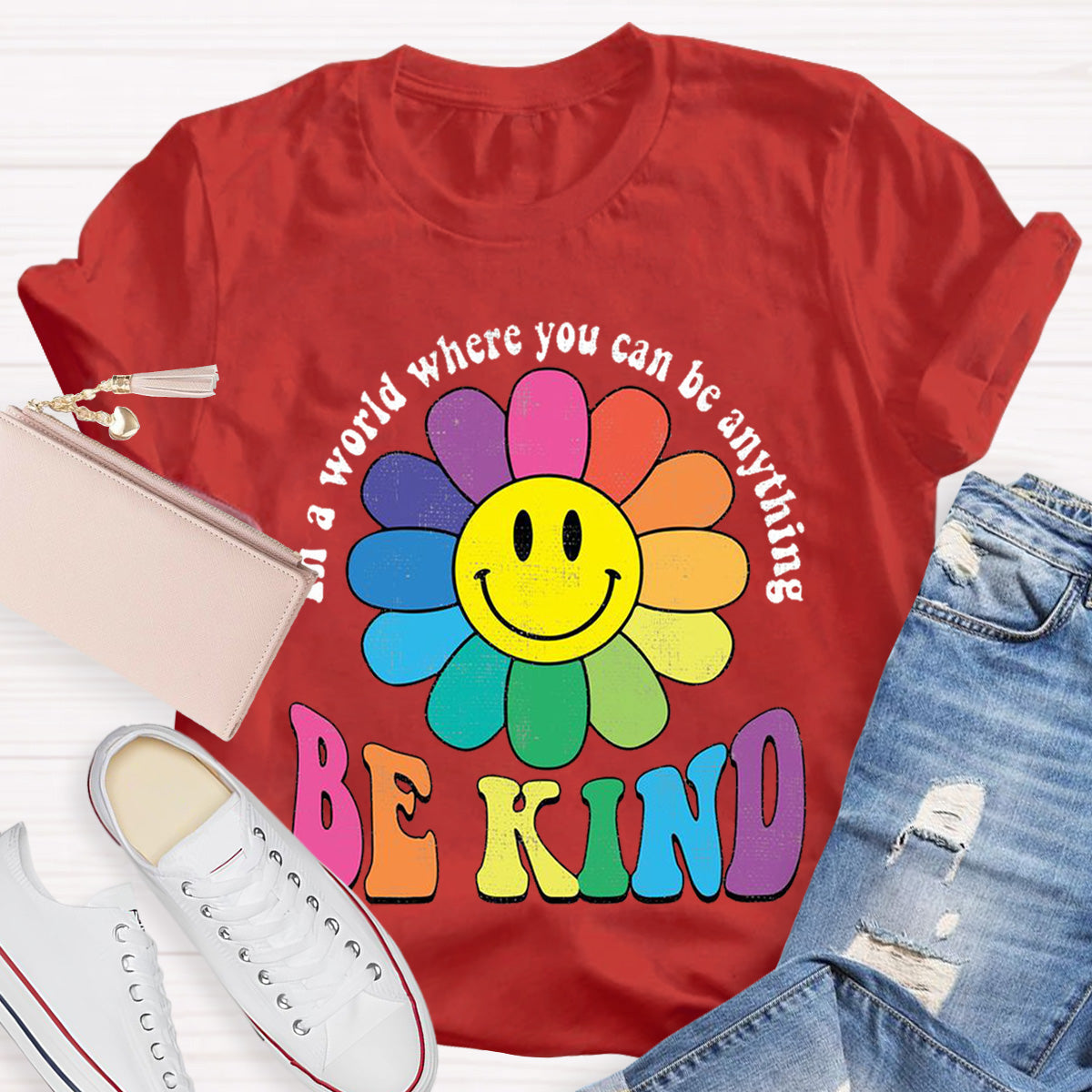 In A Word Where You Can Be Anything Be Kind Teacher T-Shirt