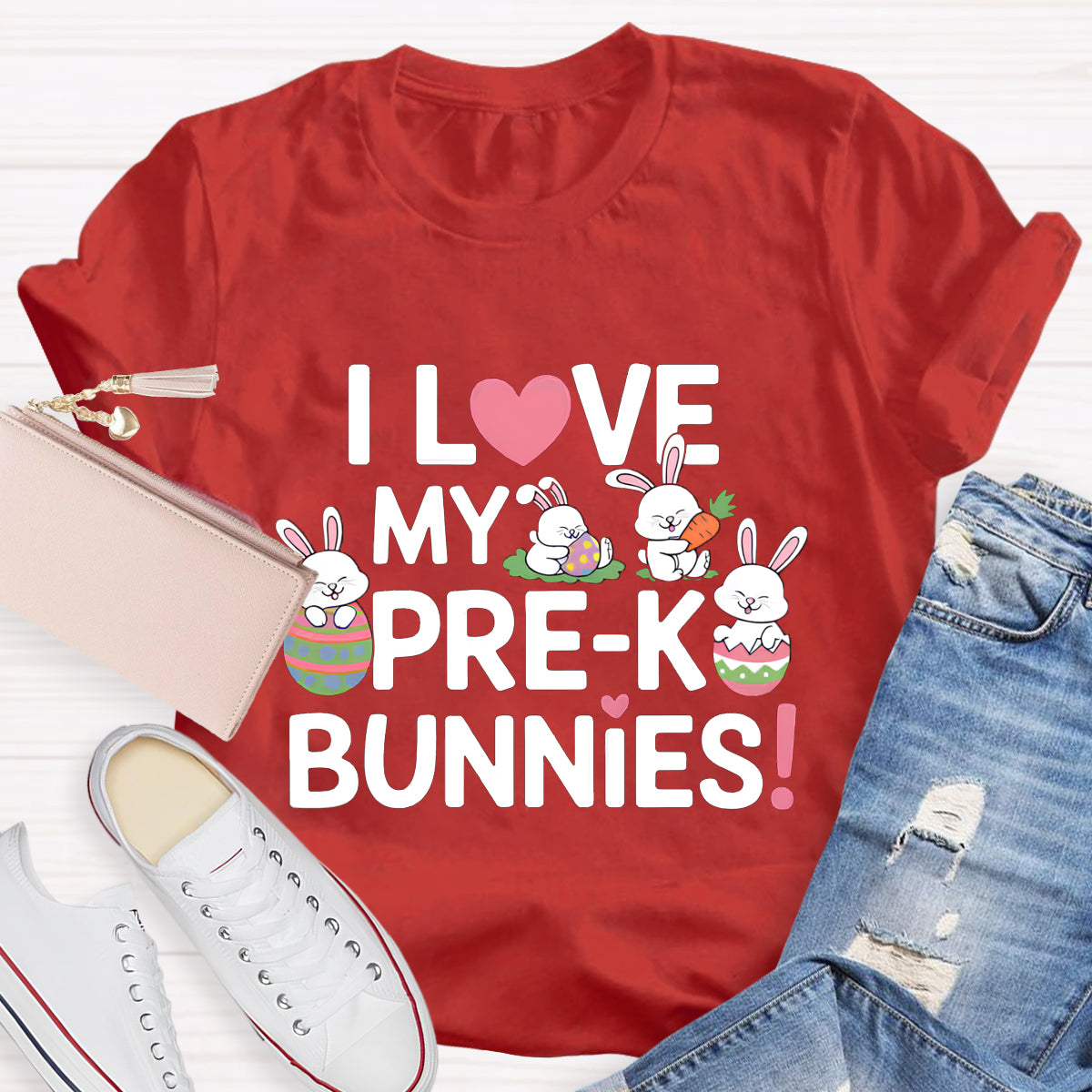 Personalized Grade I love My Bunnies Teacher T-Shirt