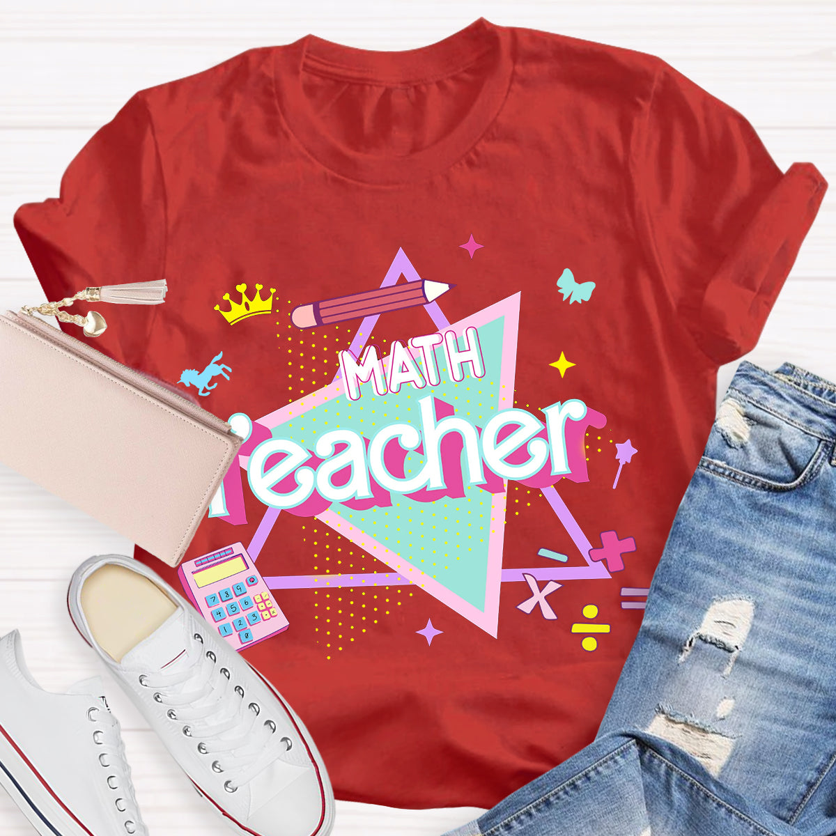 Overlapping Triangles Math Teacher T-Shirt