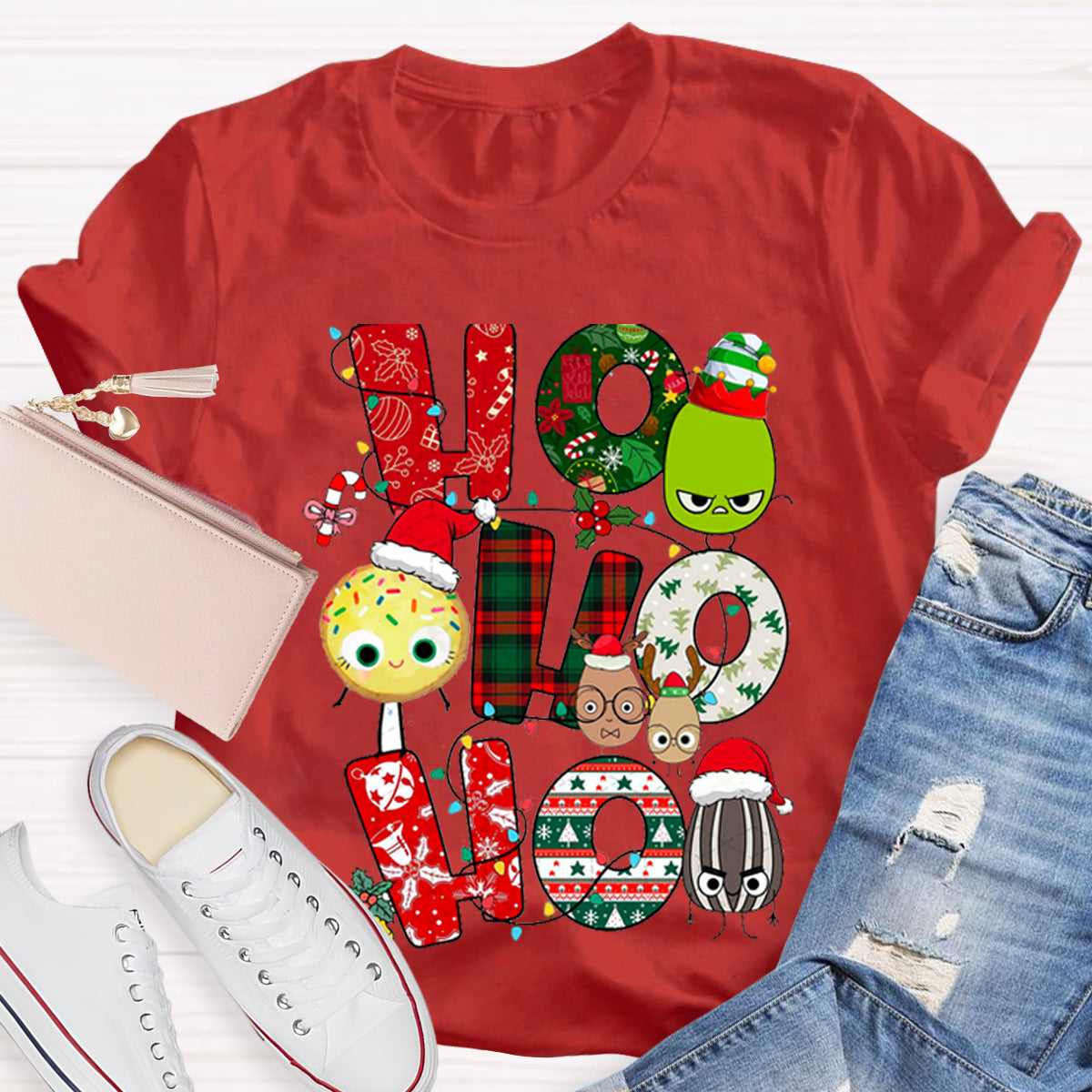 Children's Books Characters Ho Ho Ho Christmas Teacher T-Shirt