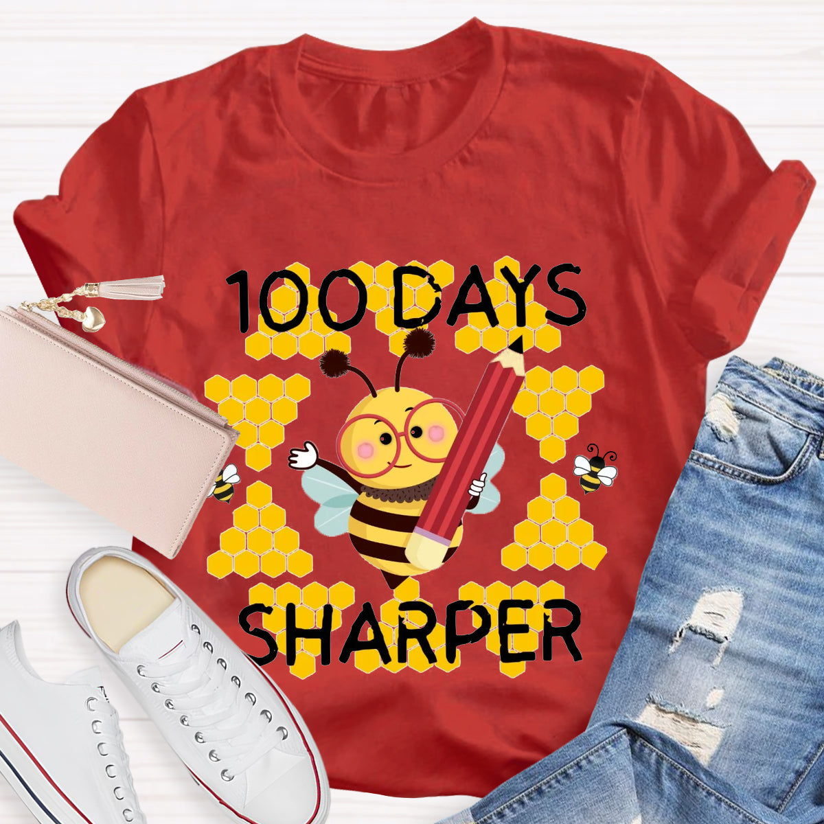 100 Days Sharper Funny Bee  T-Shirt