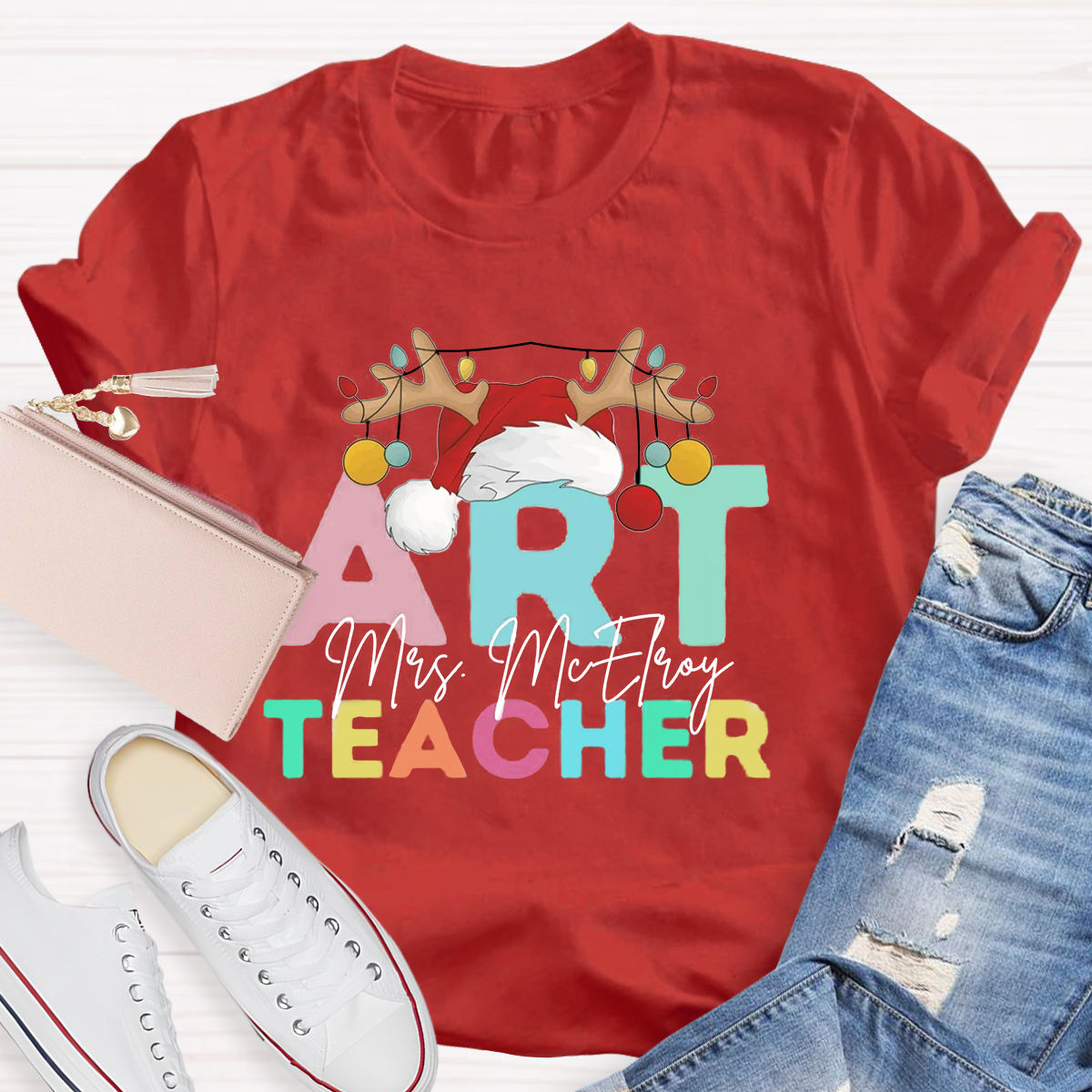 Personalized Name Art Teacher T-Shirt