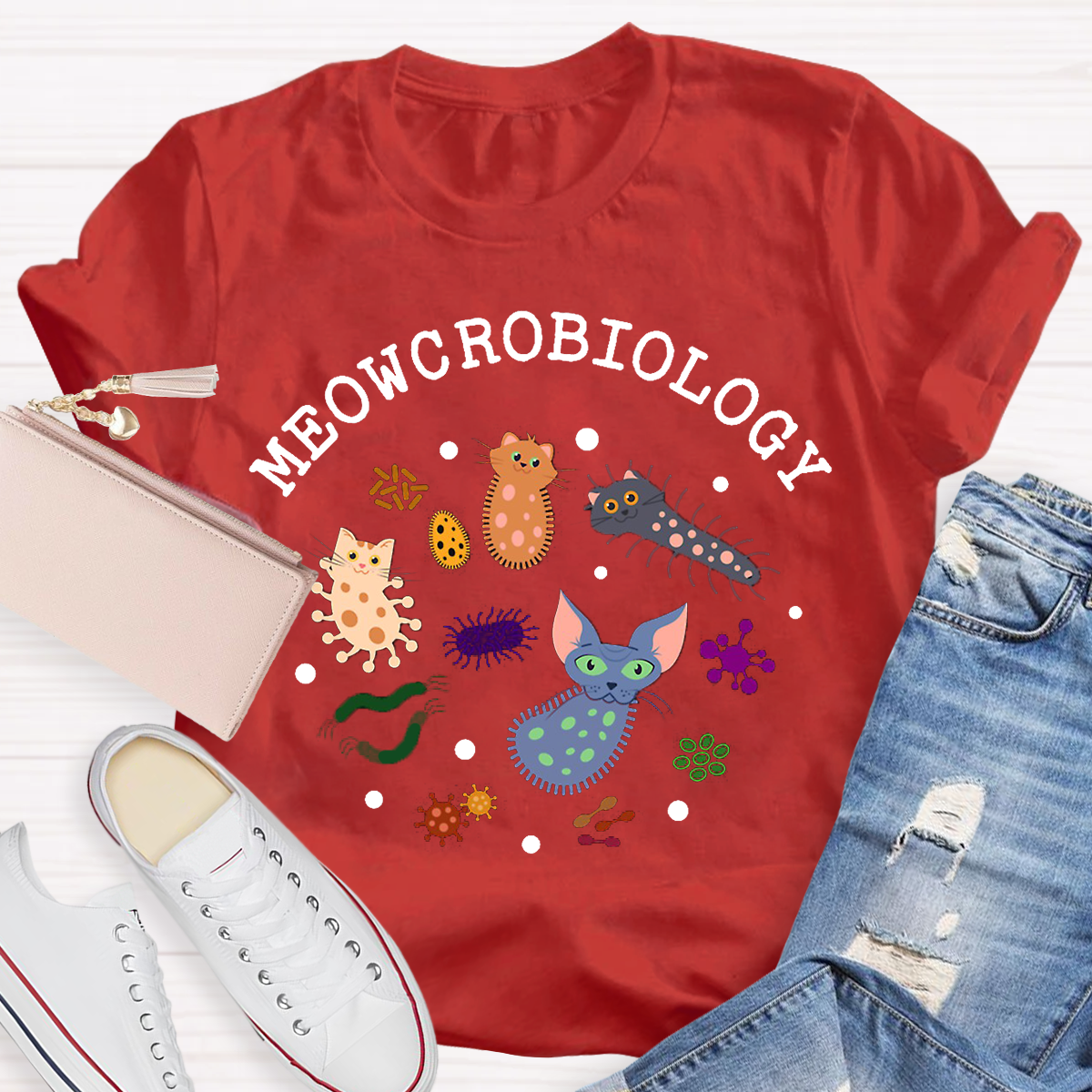 Meowcrobiology Teacher T-Shirt