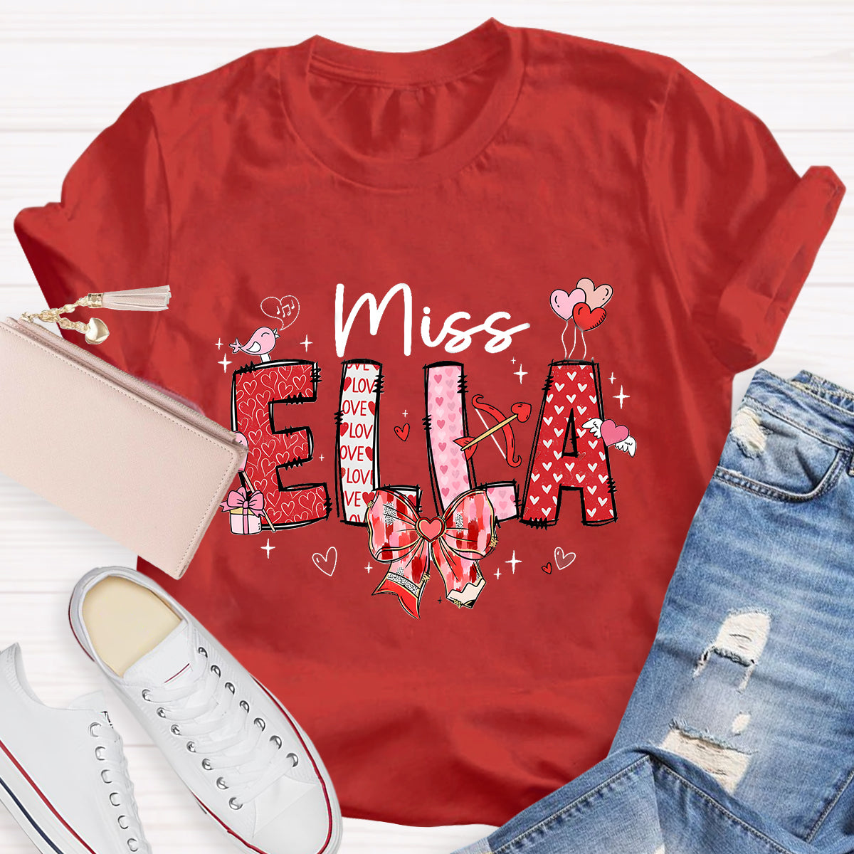 Personalized Name Valentine's Day Miss Ella T-Shirt