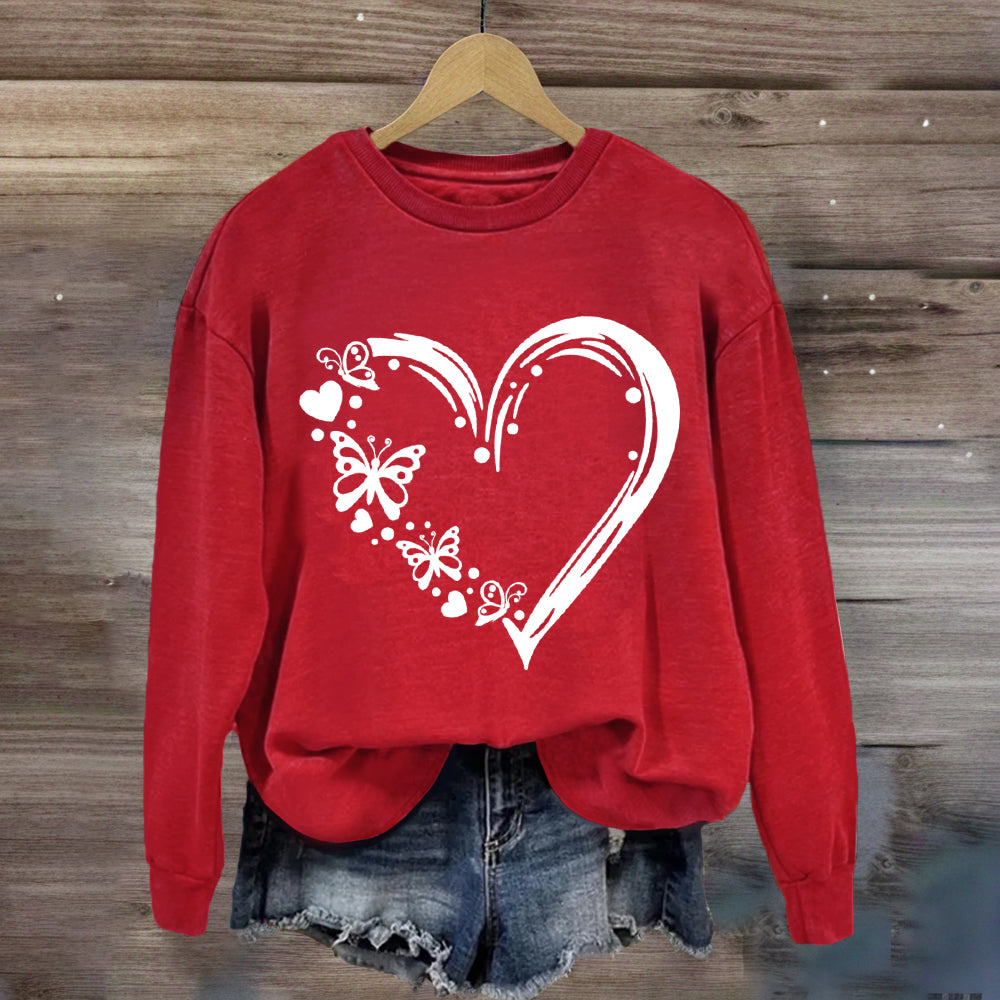 Valentine Heart with Butterfly Sweatshirt