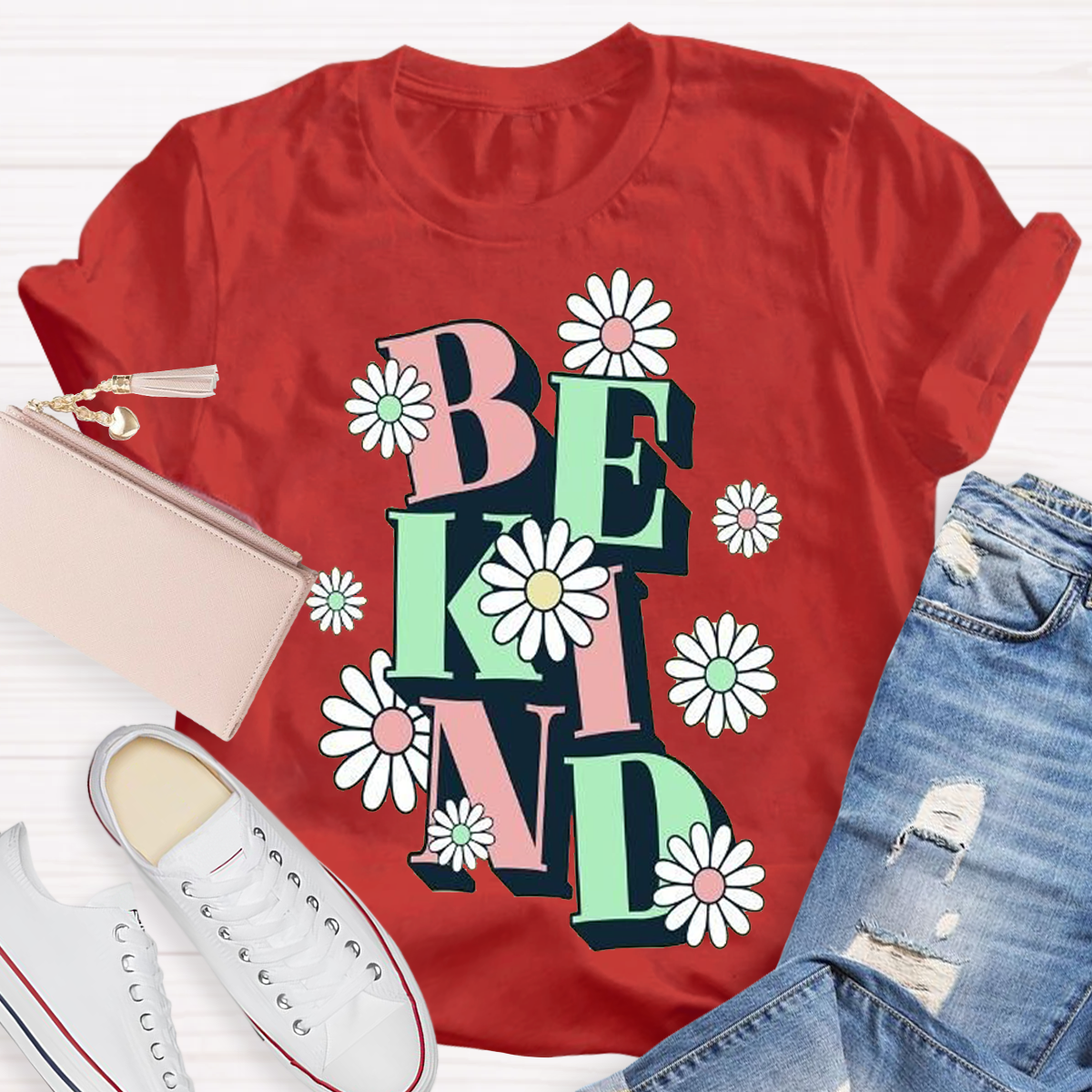 Be Kind Flower Design Teacher T-Shirt