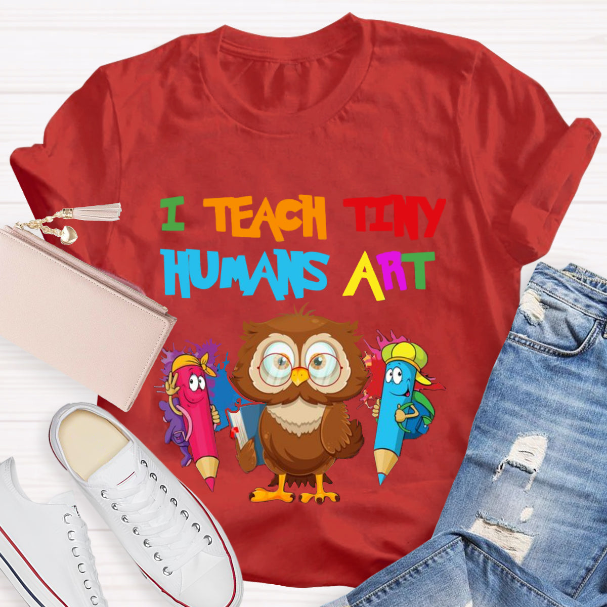 I Teach Tiny Humans Art Teacher T-Shirt