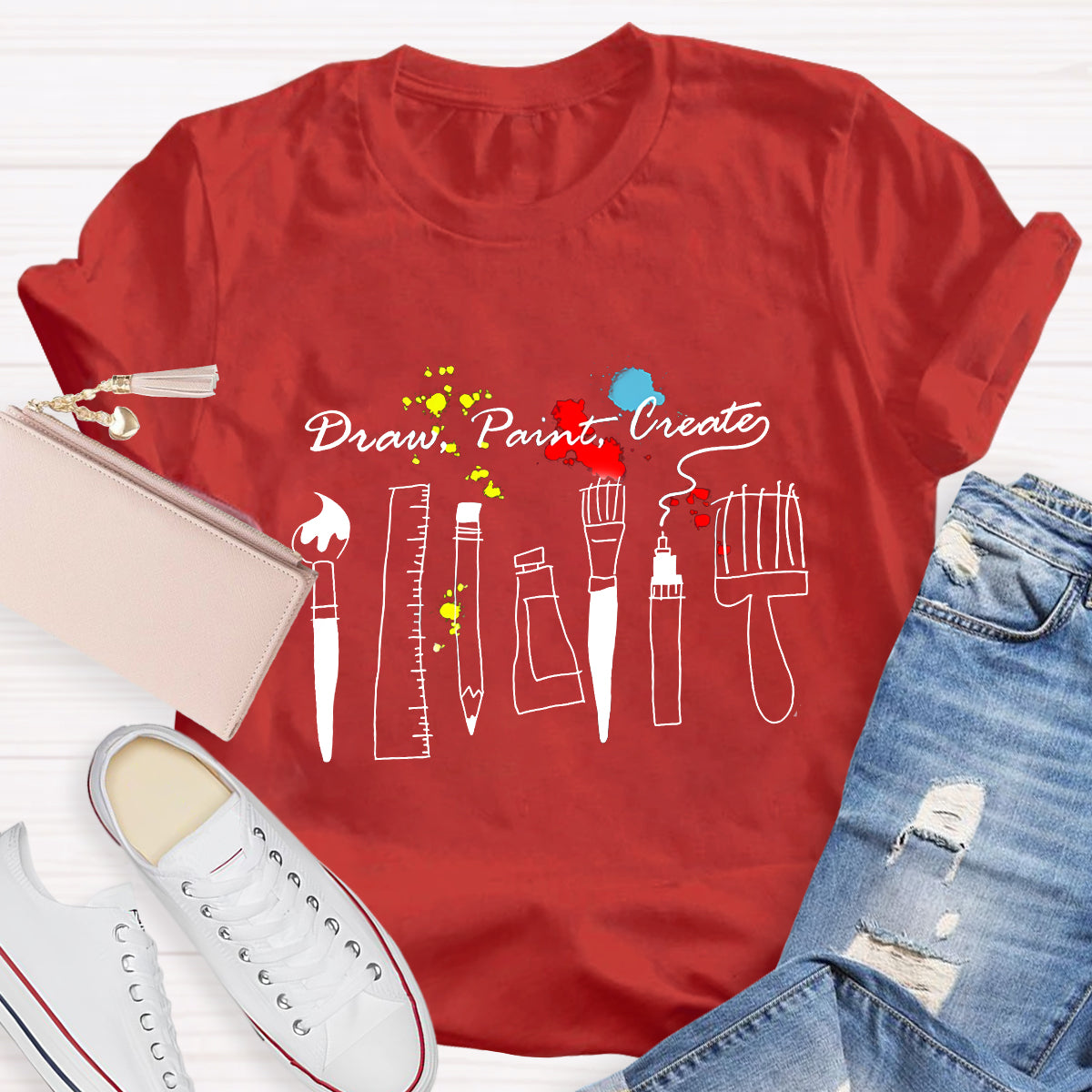 Draw Paint Create Art Teacher T-Shirt