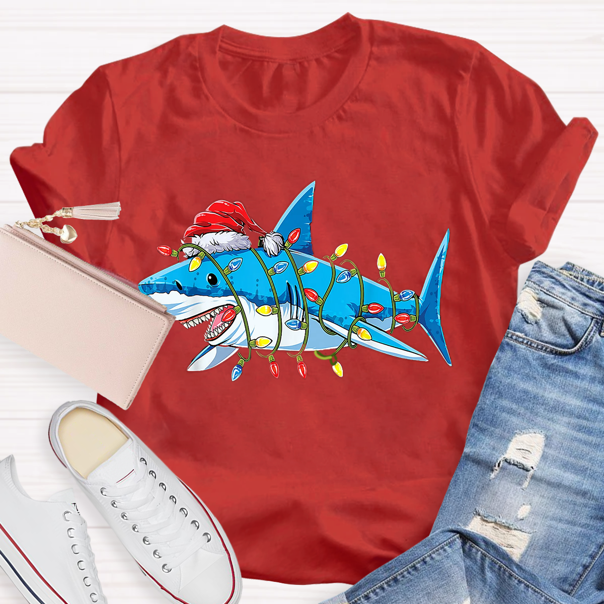 Christmas Shark Lights T-Shirt