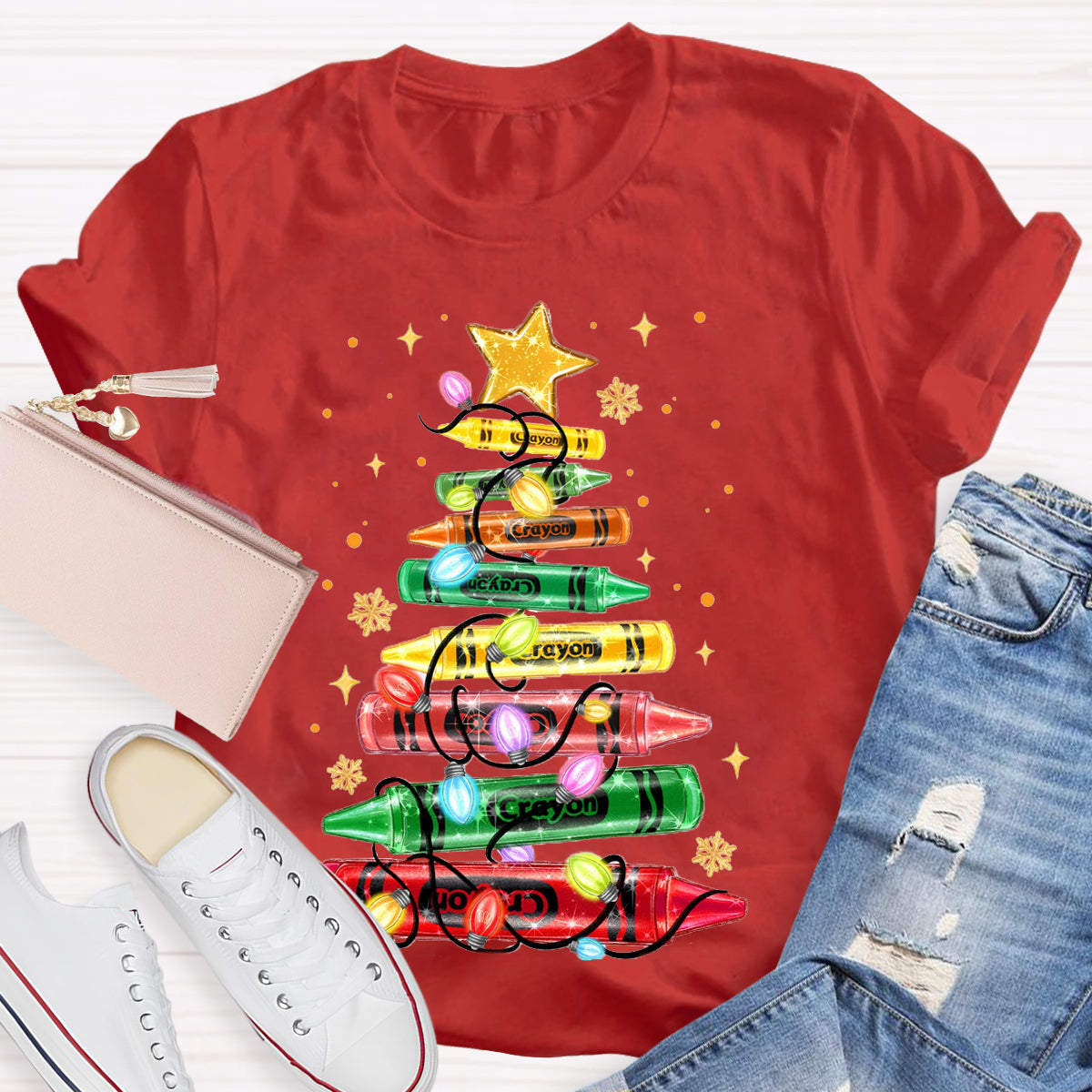 Christmas Crayon Tree  T-Shirt